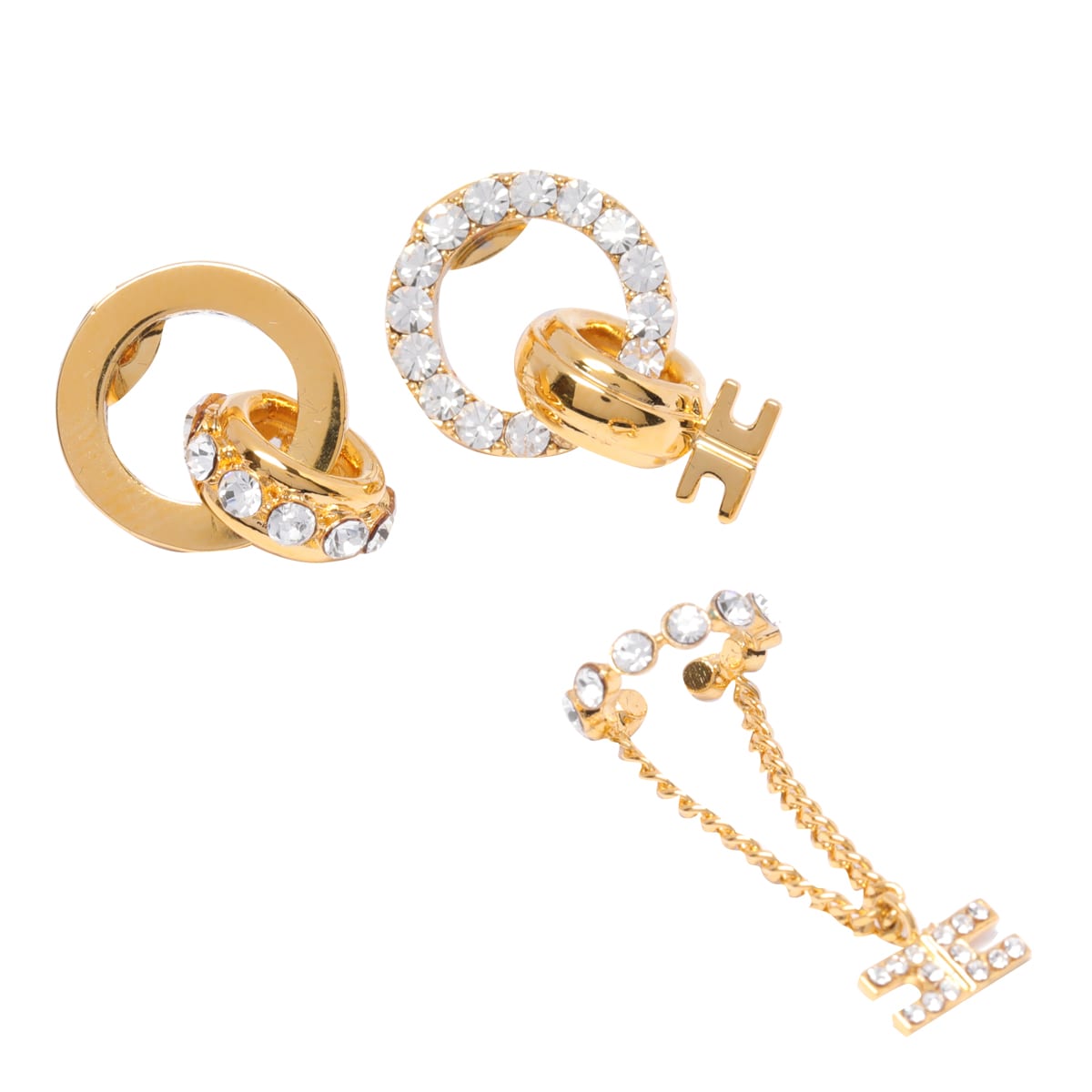 Elisabetta Franchi Strass Circle Earrings Tris | italist