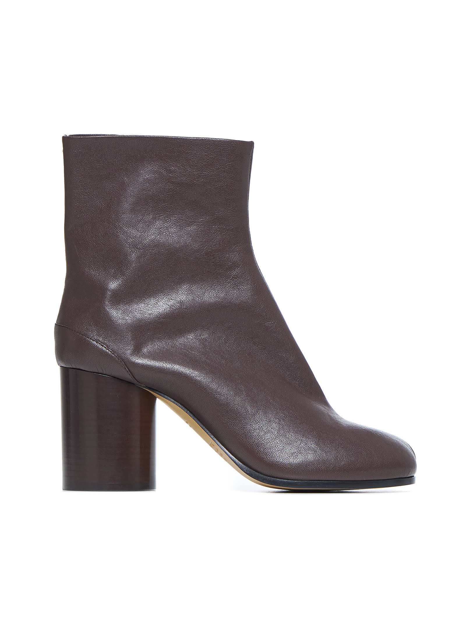 ブーツその他 MAISON MARGIELA Woman Boots Camel S58WU0260P3753 T4091 Beige Heeled ankle boots with tabi cut-out Maison Margiela
