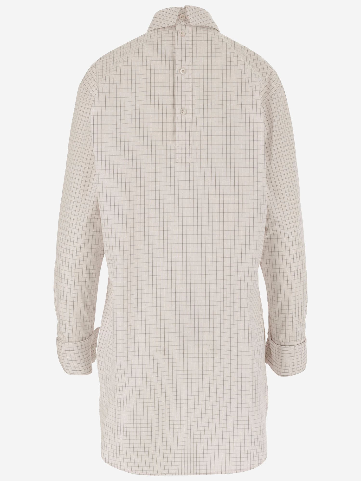Dries Van Noten Long Cotton Shirt With Checkered Pattern