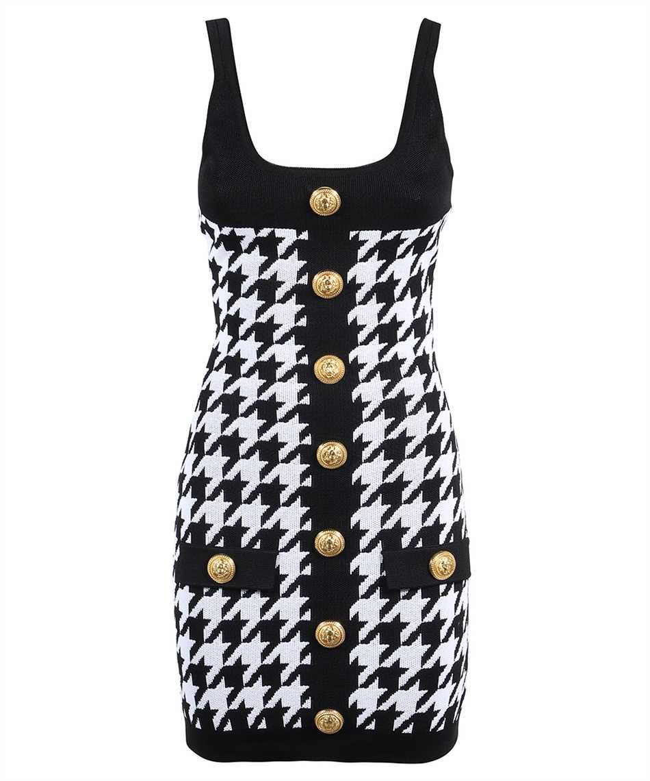 embellished houndstooth sheath dress