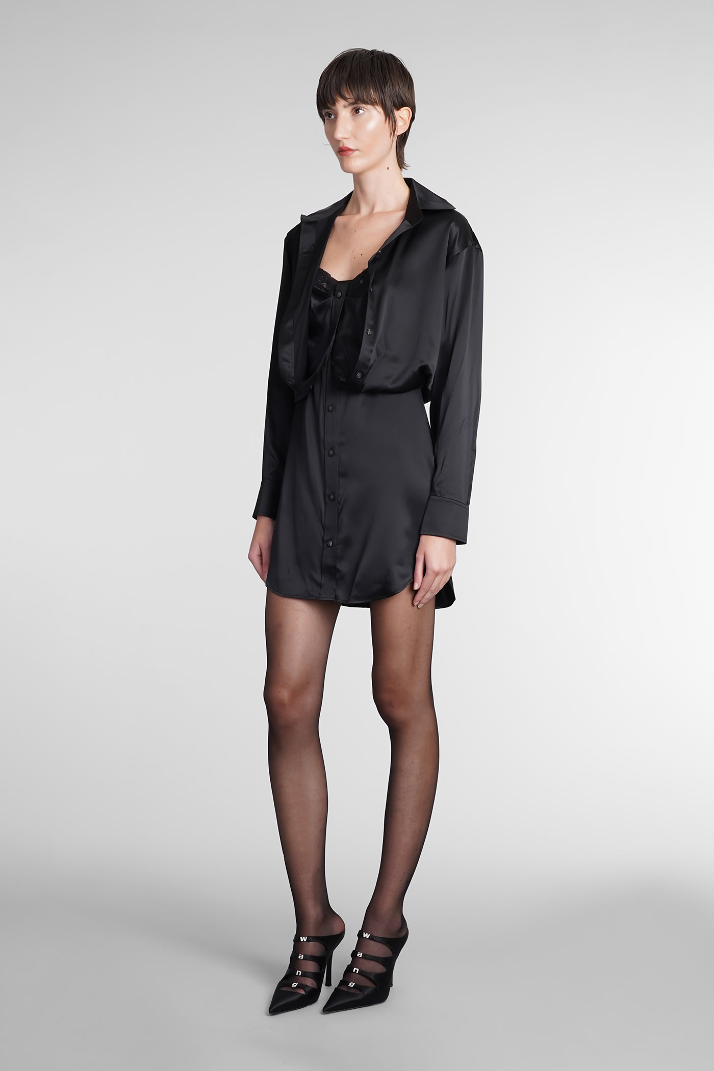 ワンピース T by Alexander Wang LAYERED CHEMISIER DRESS T by Alexander Wang Lace Trim Layered Dress | italist