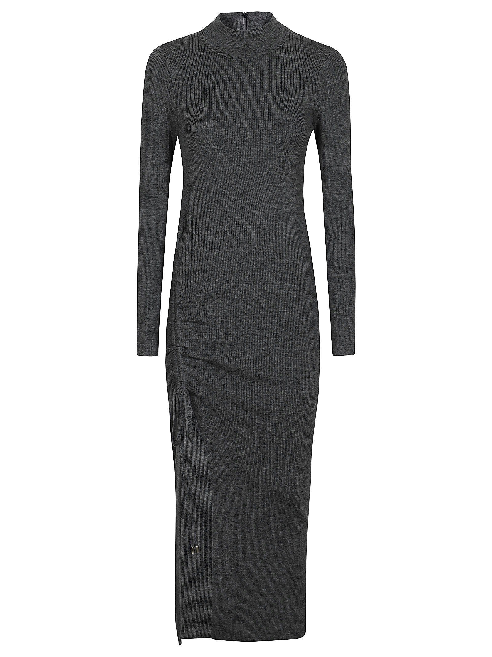 merino ruched midi dress