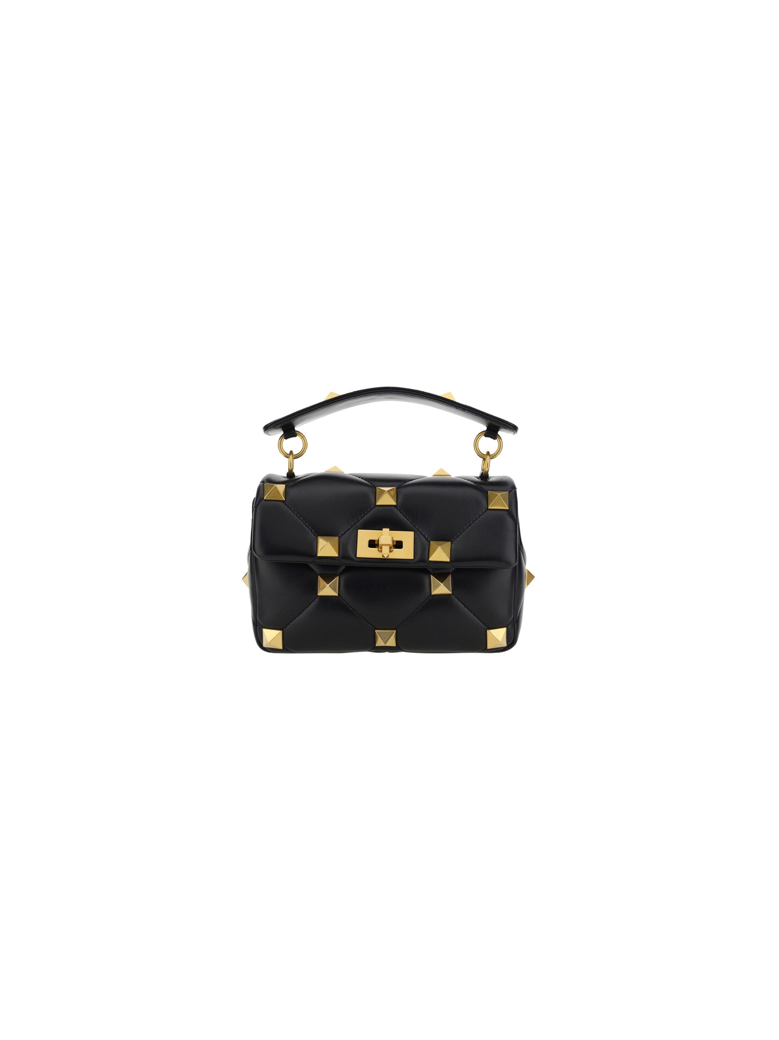 トートバッグ VALENTINO Black nappa leather medium Roman Stud handbag Valentino Garavani Black Nappa Leather Medium Roman Stud