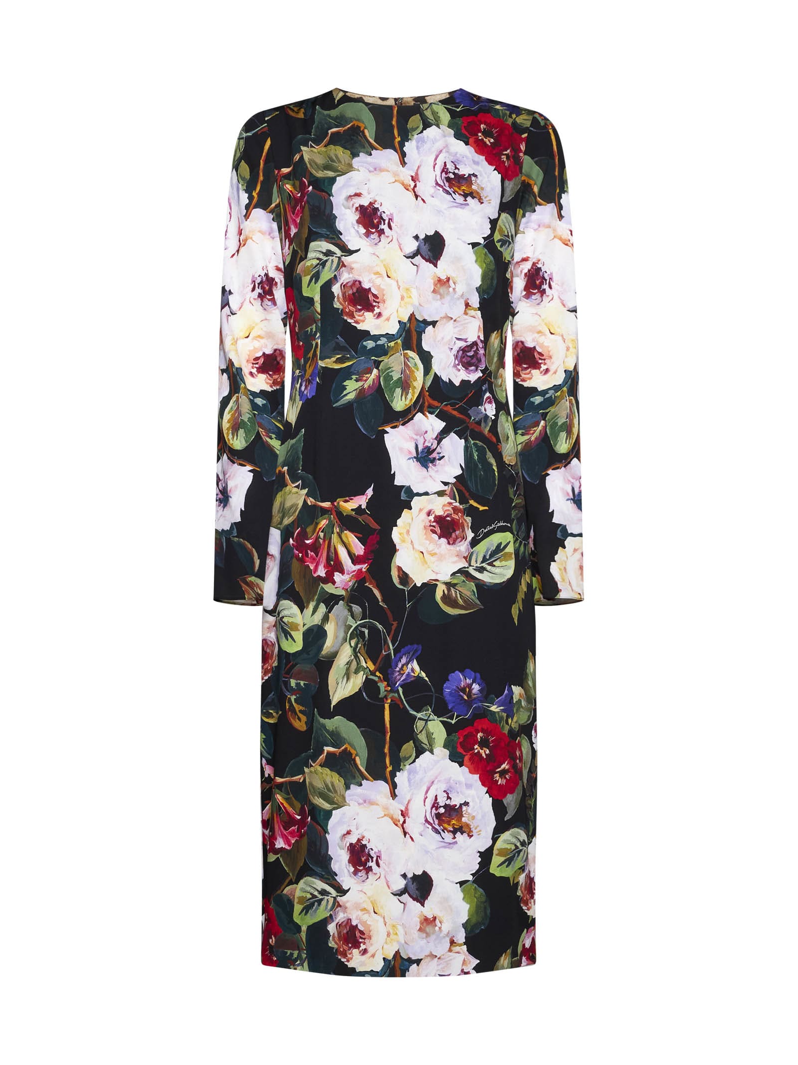 printed silk midi dress