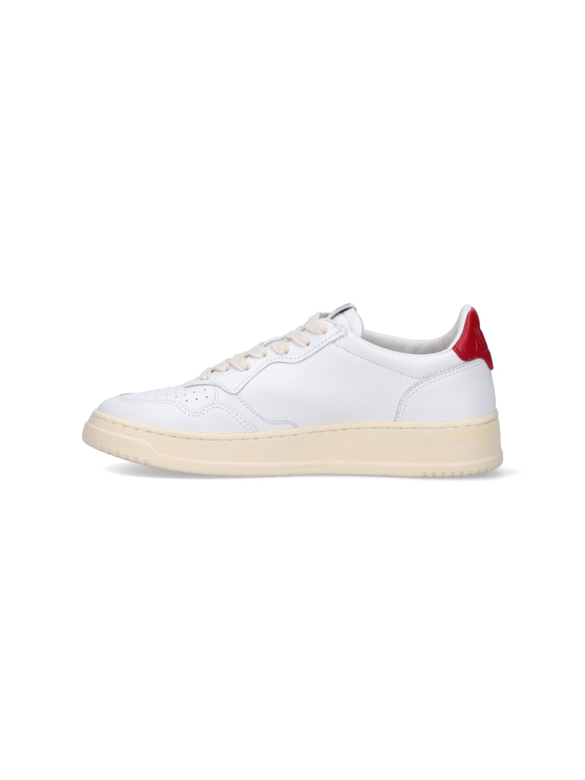 スニーカー AUTRY Low White and Red Leather Sneakers Autry Man Autry Medalist Low Sneakers In White And Red Leather