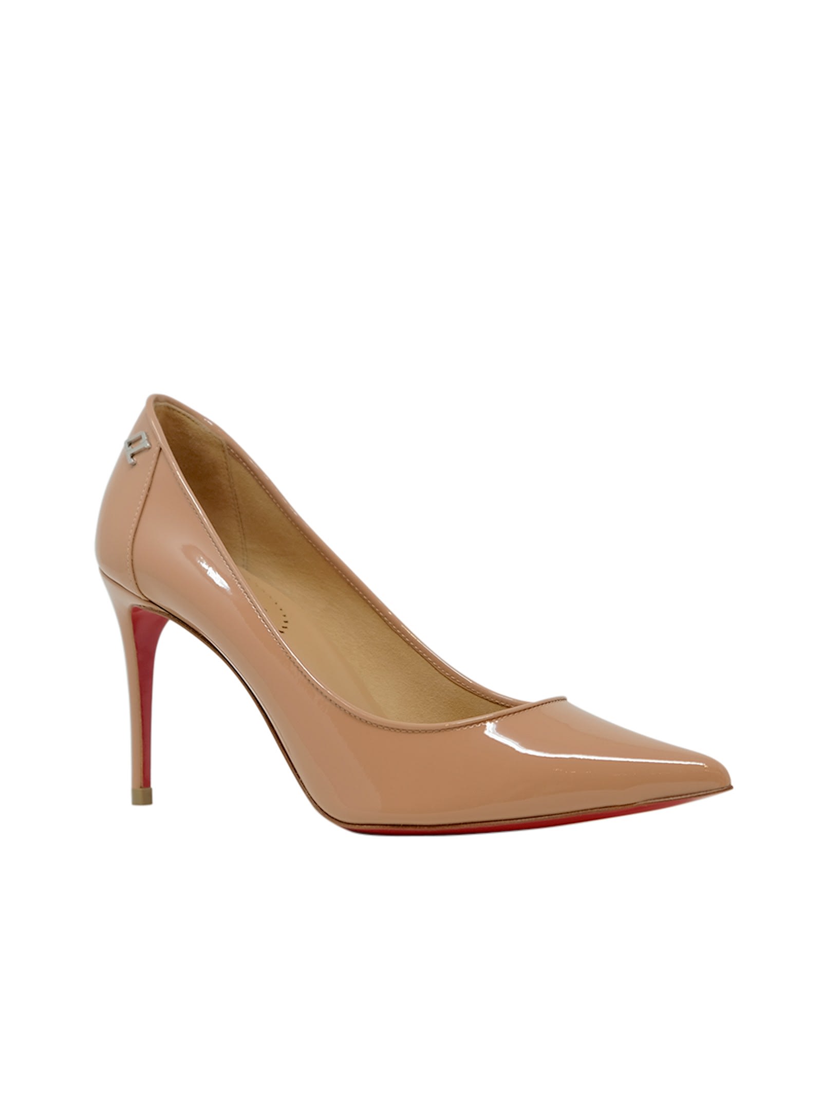 Christian Louboutin Nude Patent Leather Sporty Kate 85 Pumps