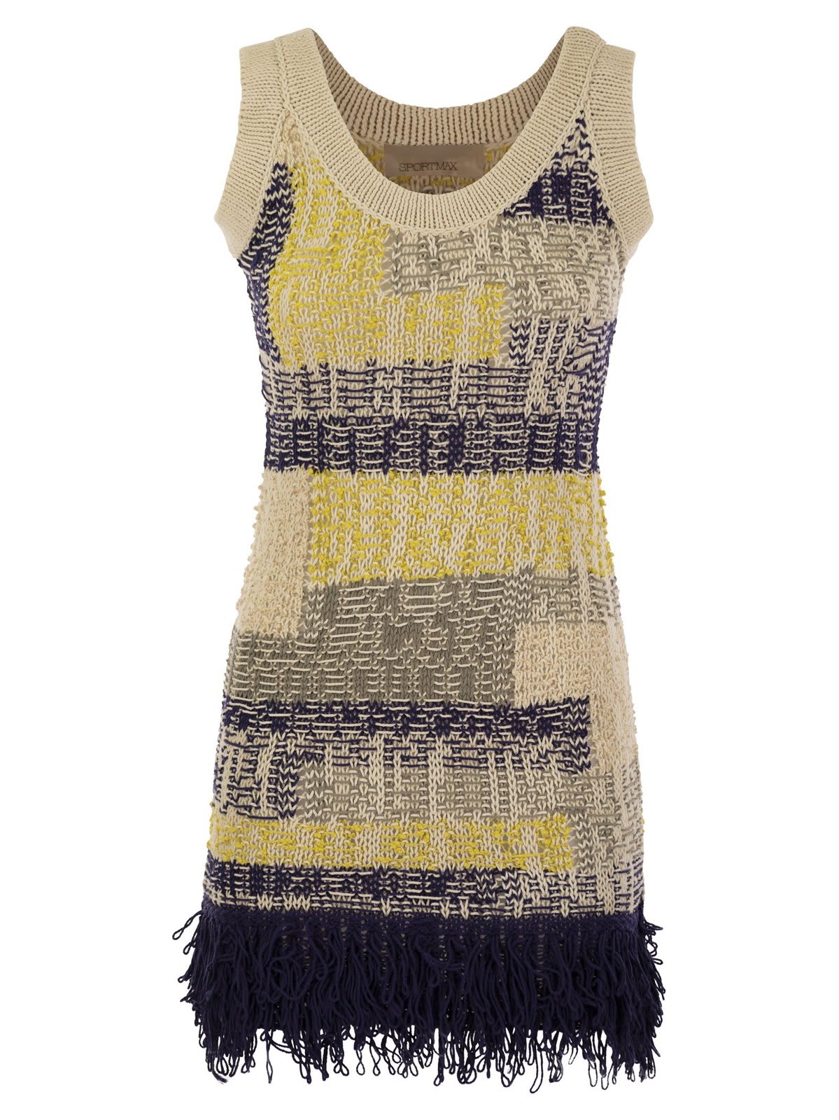 fringed edege sleeveless knitted dress