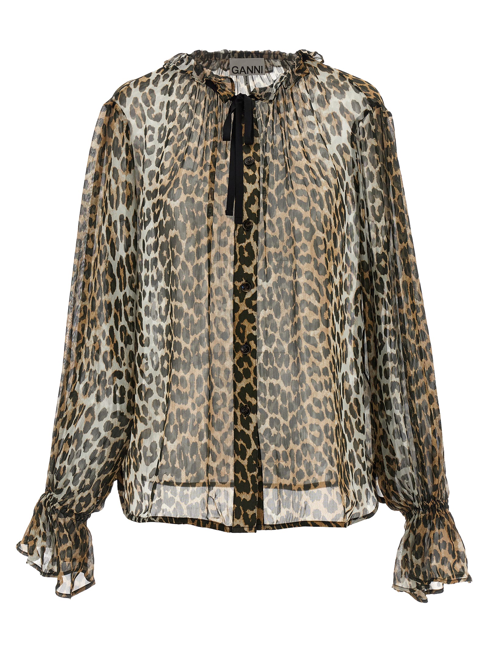 Ganni Leopard Chiffon Shirt | italist Ganni Leopard Chiffon Shirt | italist