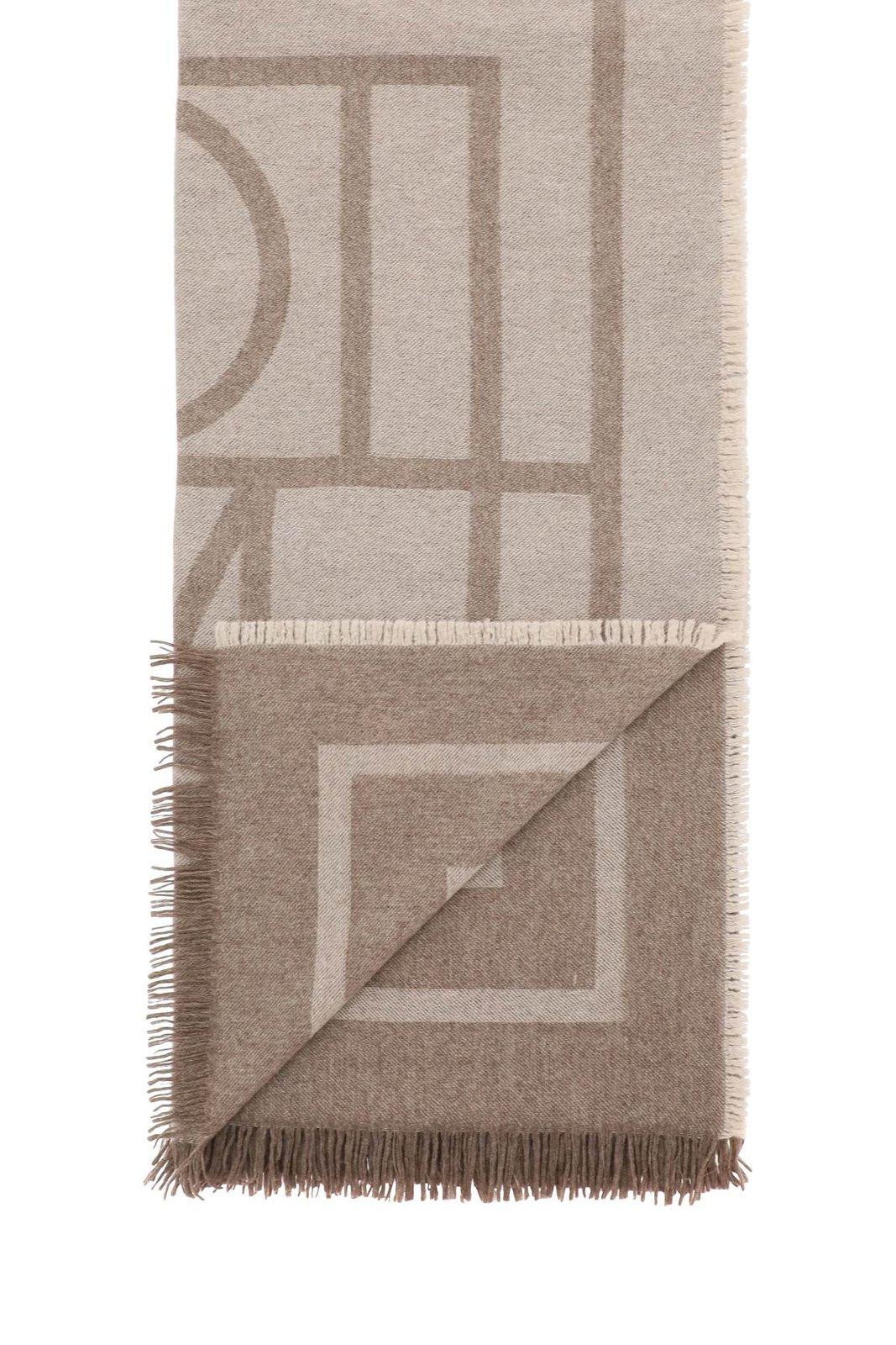 Monogram wool cashmere scarf tobacco