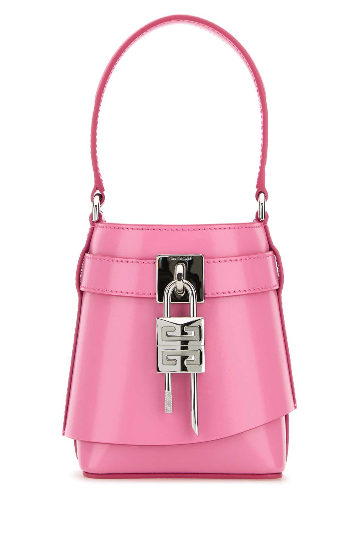 Givenchy Pink Leather Shark Lock Micro Bucket Bag | italist