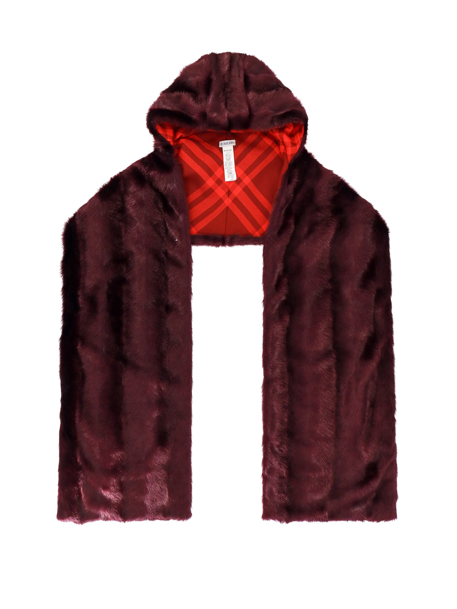スカーフ Burberry SS24 Eco fur hooded scarf (8079143 BLACK) Burberry Eco fur hooded scarf | The Fashion Square