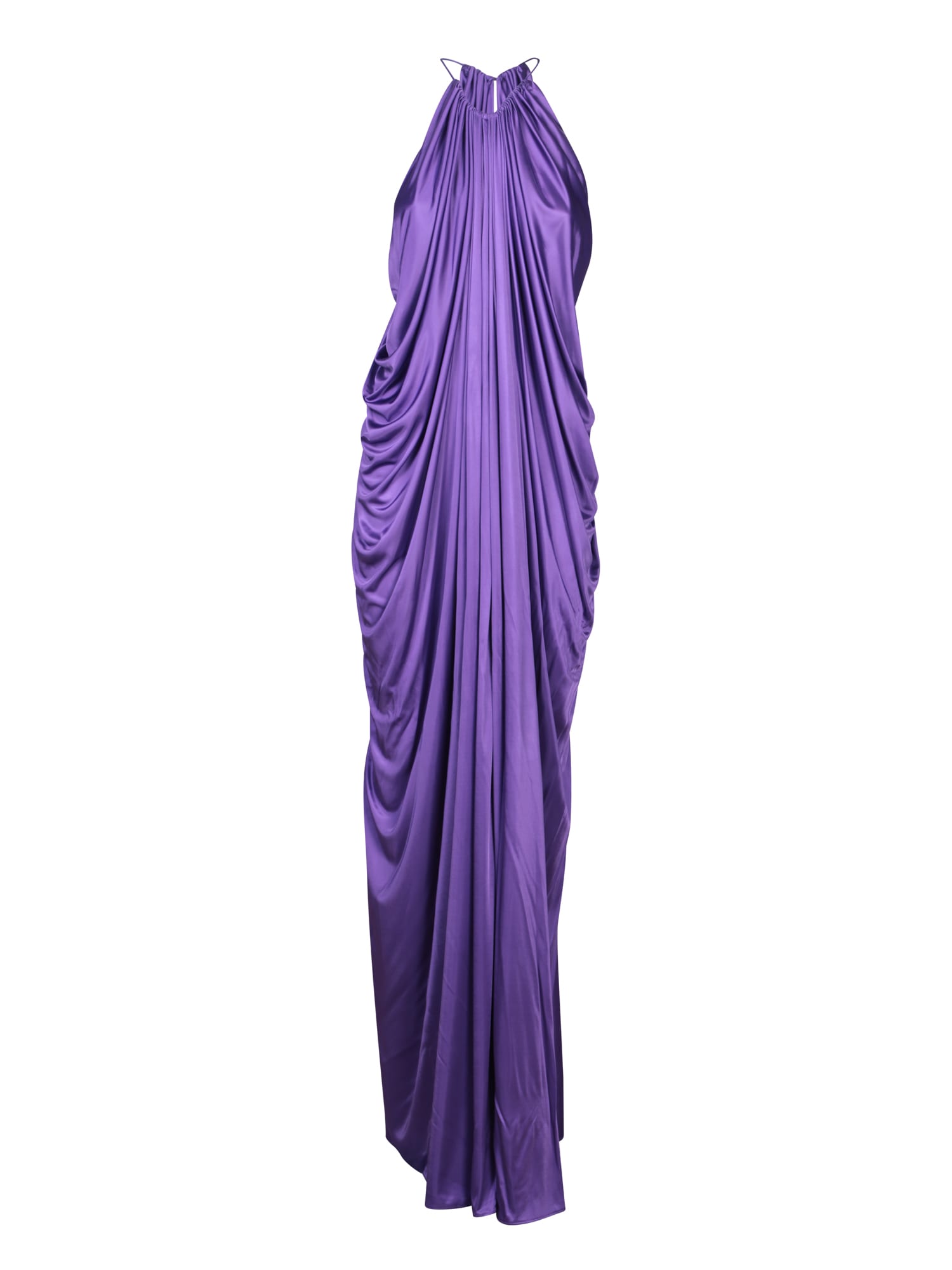 purple halter long dress