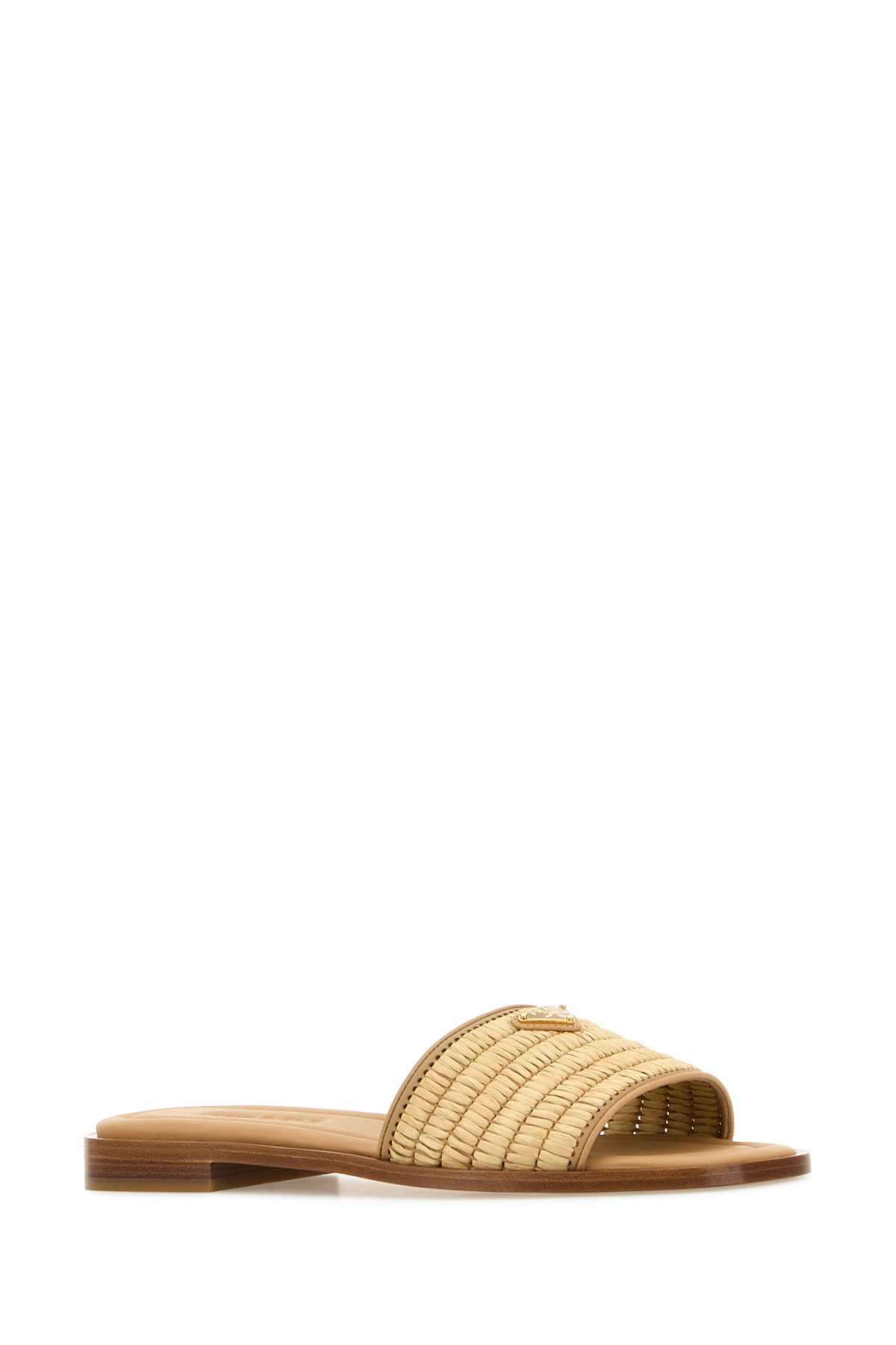 【関税&送料込】Prada Beige Raffia And Leather Slippers Prada Beige Raffia And Leather Slippers | italist