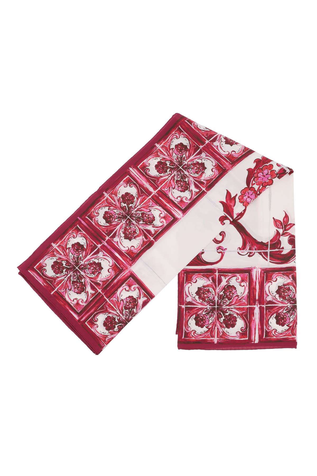 スカーフ Dolce & Gabbana 'Maiolica' print scarf (FN090RGDAOZ HP3OA) Majolica-print twill scarf (90 x 90) in Multicolor for Women