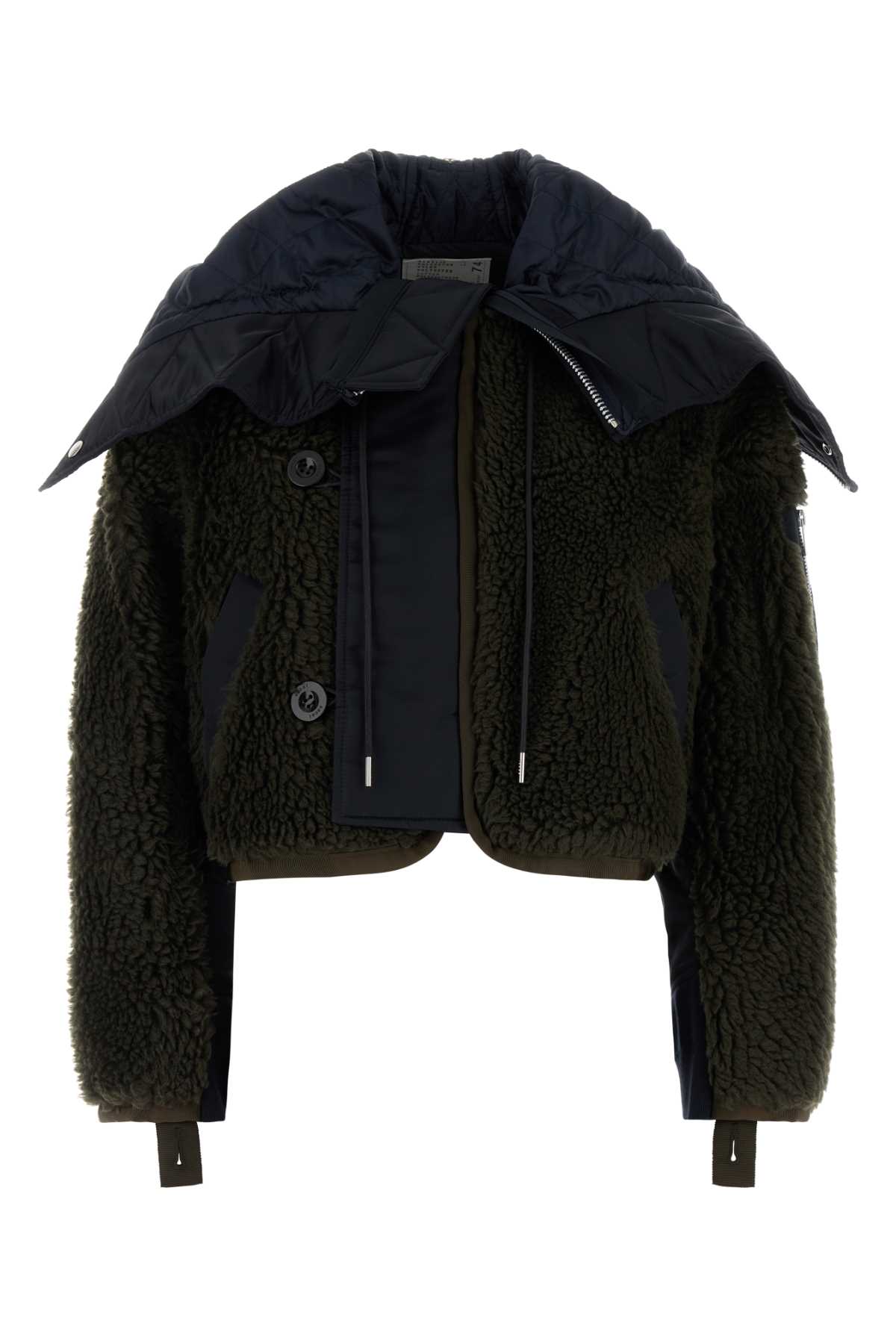 ブルゾン Sacai Two-Tone Teddy And Nylon Bomber Jacket Sacai Two-tone Teddy And Nylon Bomber Jacket | italist