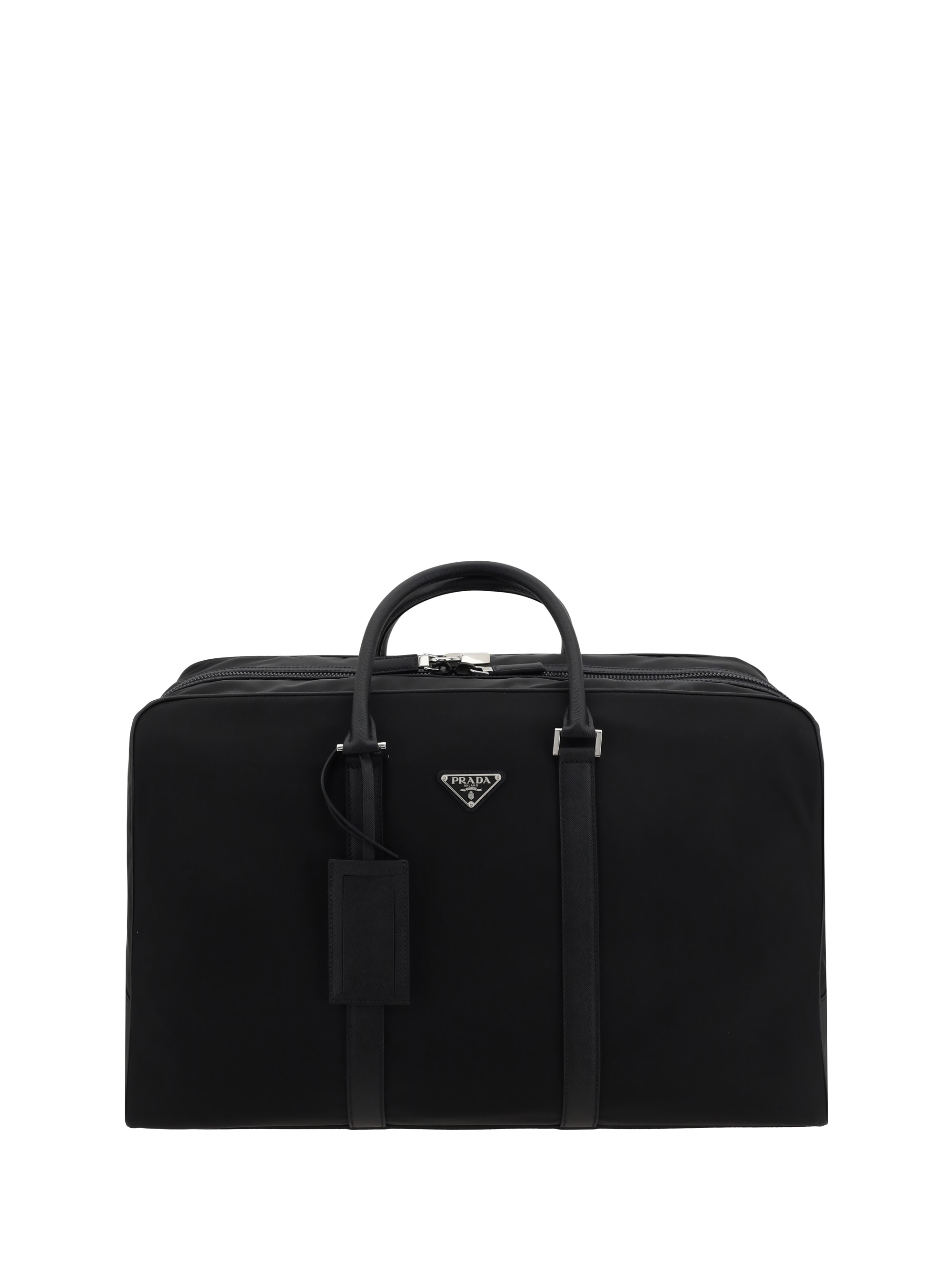 VIP価格.PRADA Black leather travel bag 関税送料込 Prada - Black Textured Leather Bag | Current Boutique
