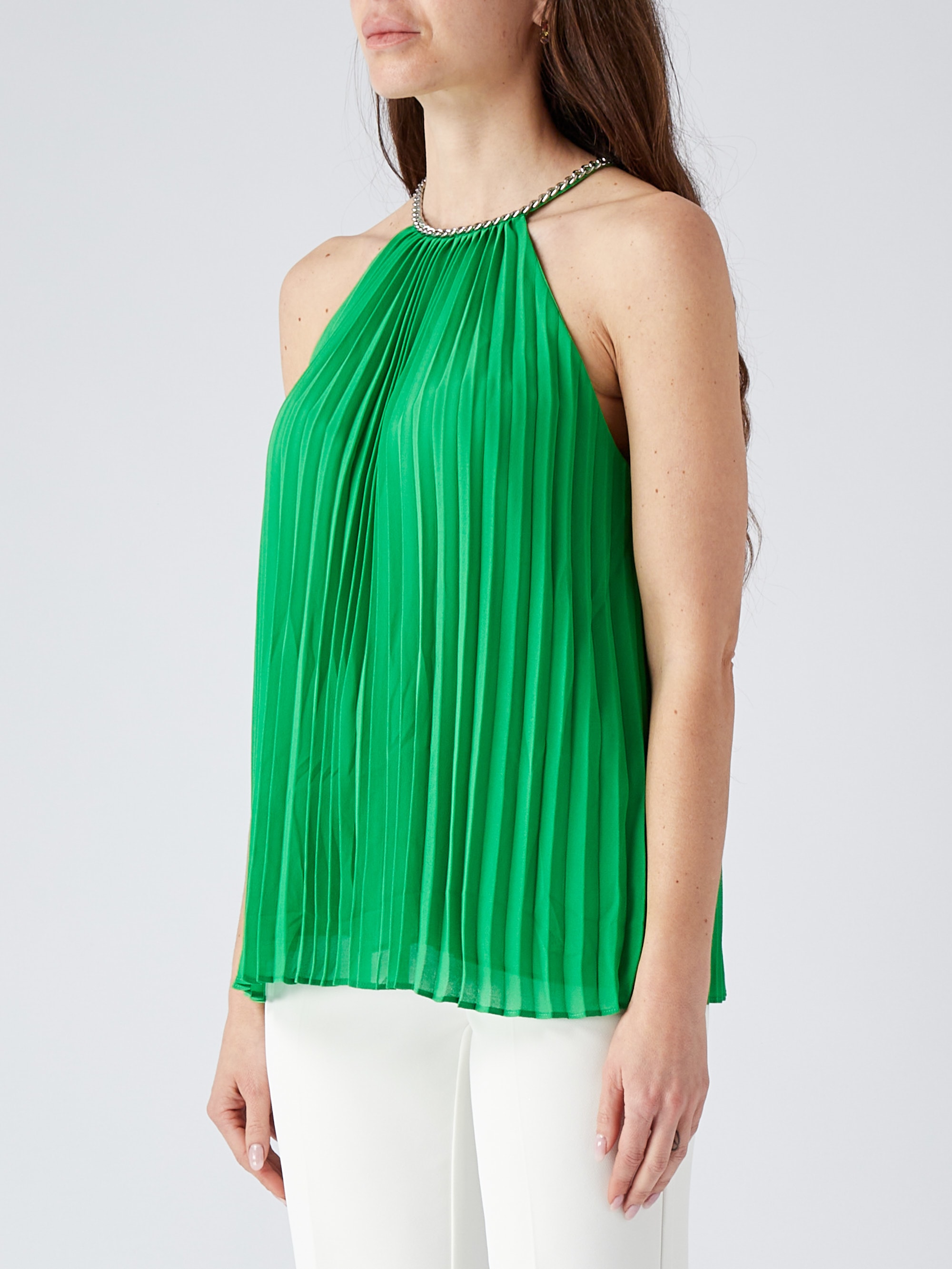 Michael Kors Solid Pleated Chain Top Top-wear | italist, ALWAYS LIKE A SALE