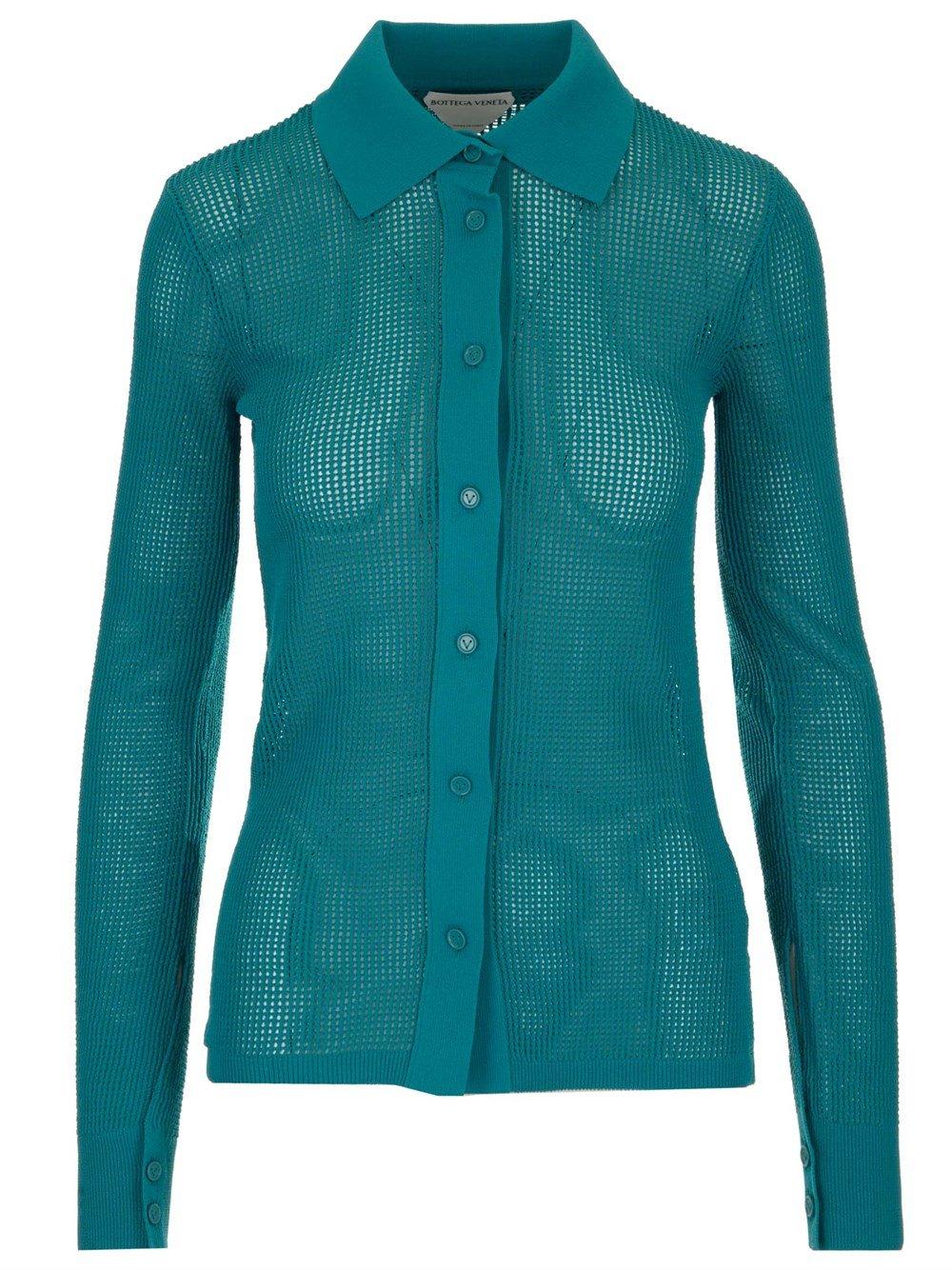 Tシャツ・カットソー BOTTEGA VENETA SS21 MESH CARDIGAN (648977_V0BN03103) Bottega Veneta Mesh Buttoned Cardigan | italist