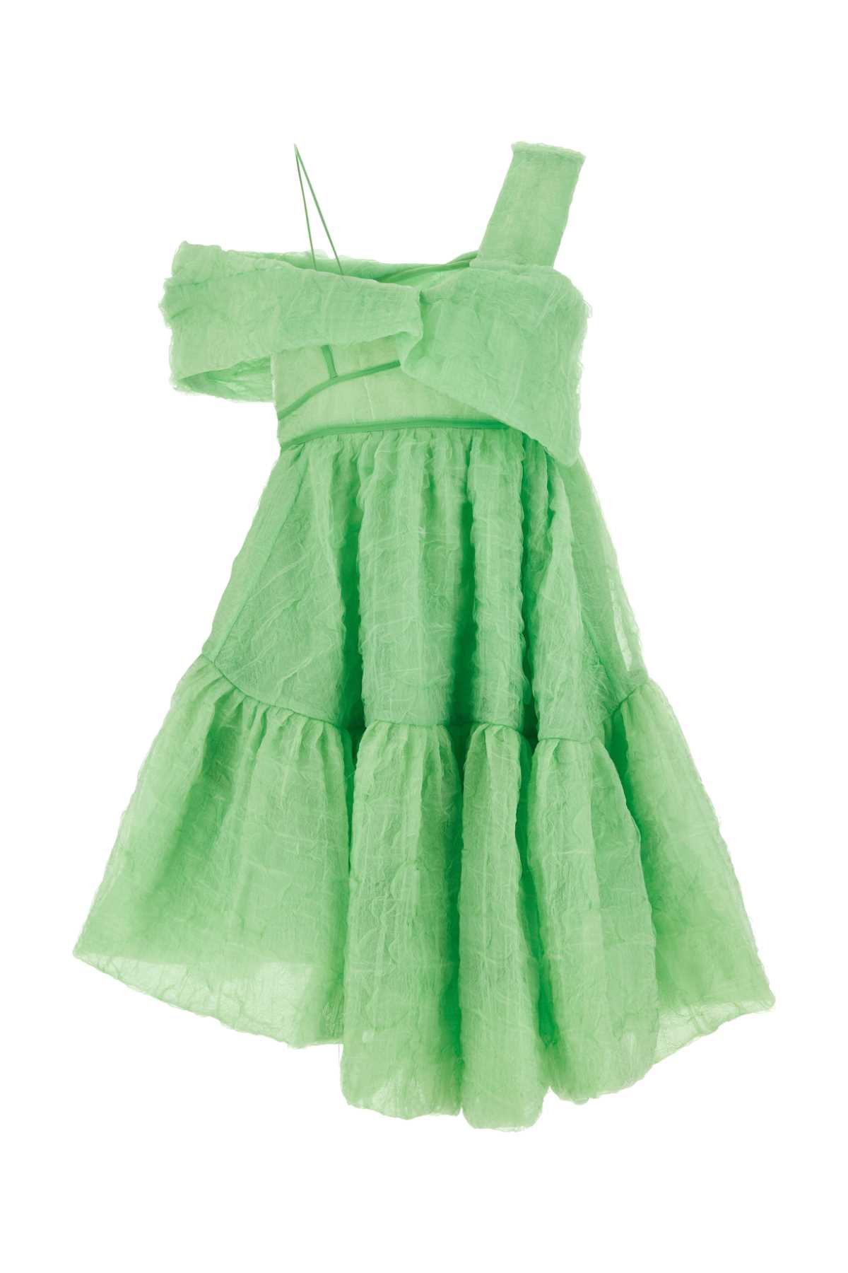 green silk blend soon mini dress