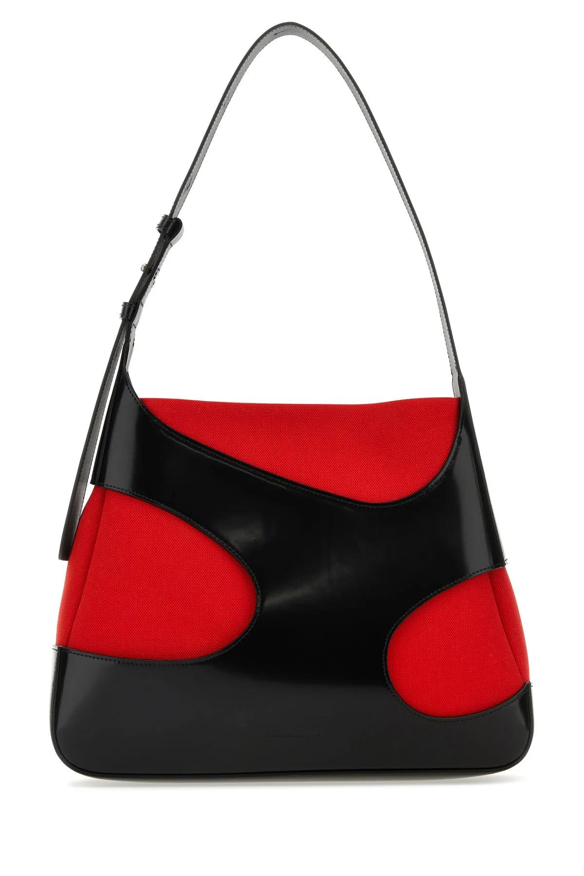 【送料&関税込】Ferragamo Two-tone Leather And Canvas Cut Ou Ferragamo Two-tone Leather And Canvas Cut Out L Shoulder Bag
