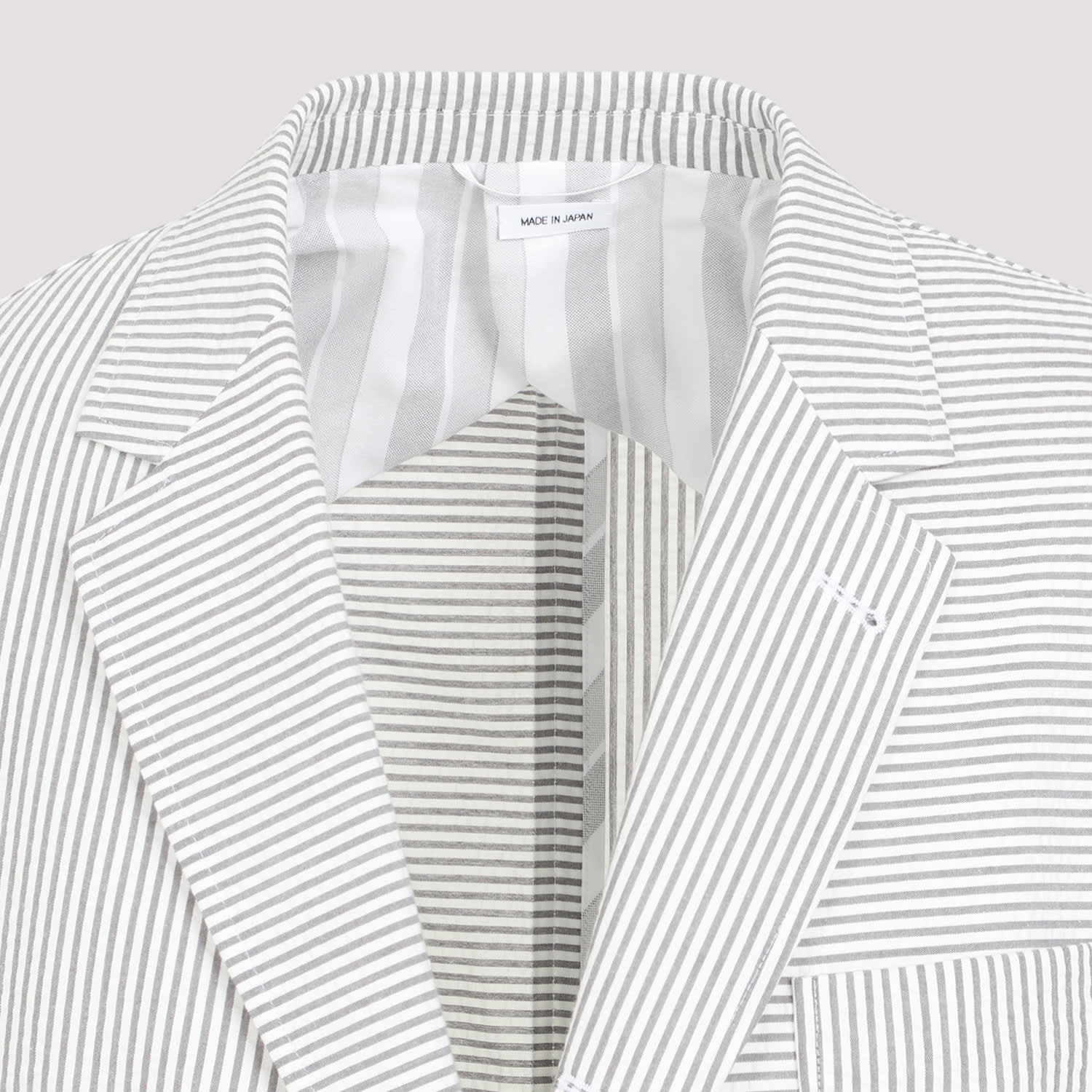 トムブラウン Thom Browne Seersucker Jacket Funmix Seersucker 4 Bar Sack Jacket | Thom Browne