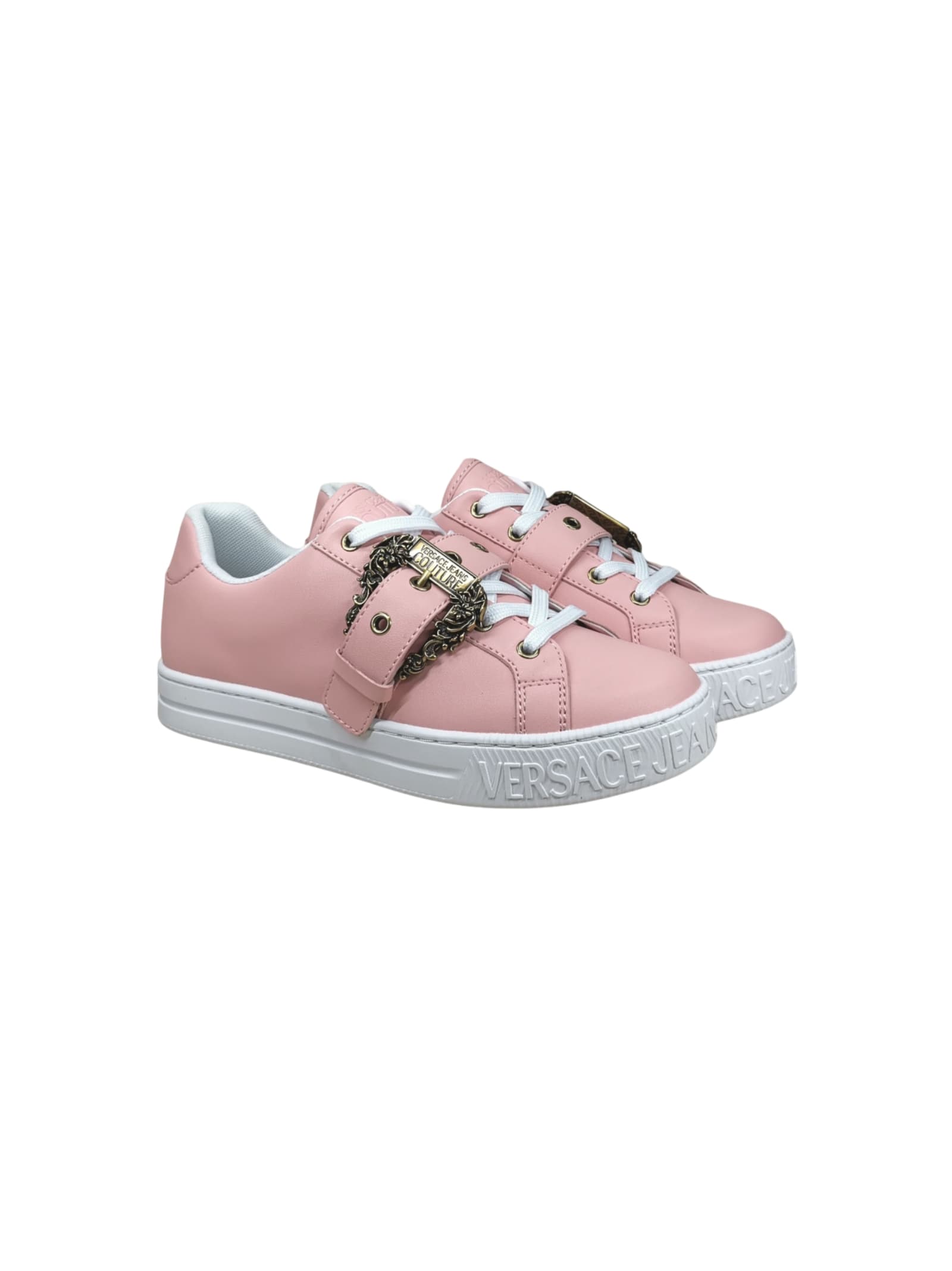 スニーカー VERSACE  Sneakers Women Leather Pink VERSACE Odissea Women's Pink Leather Low Top Sneakers New | eBay