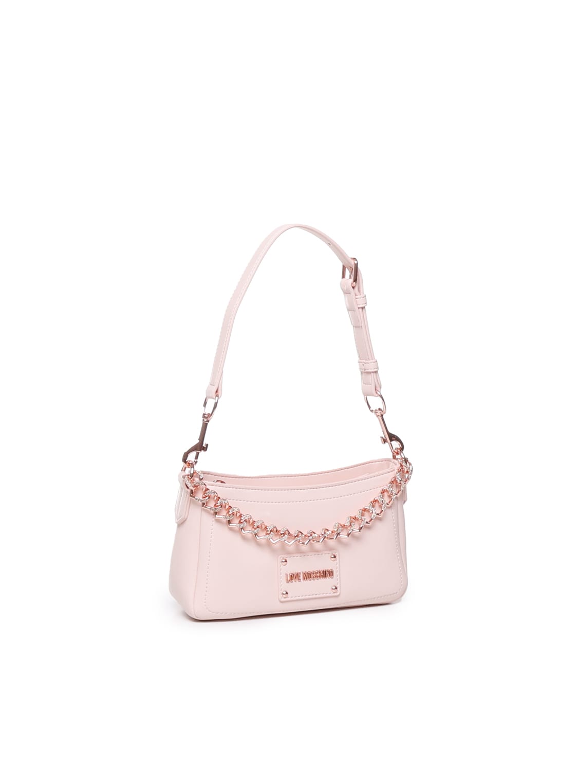 Love Moschino Logo Plaque Chain Linked Shoulder Bag