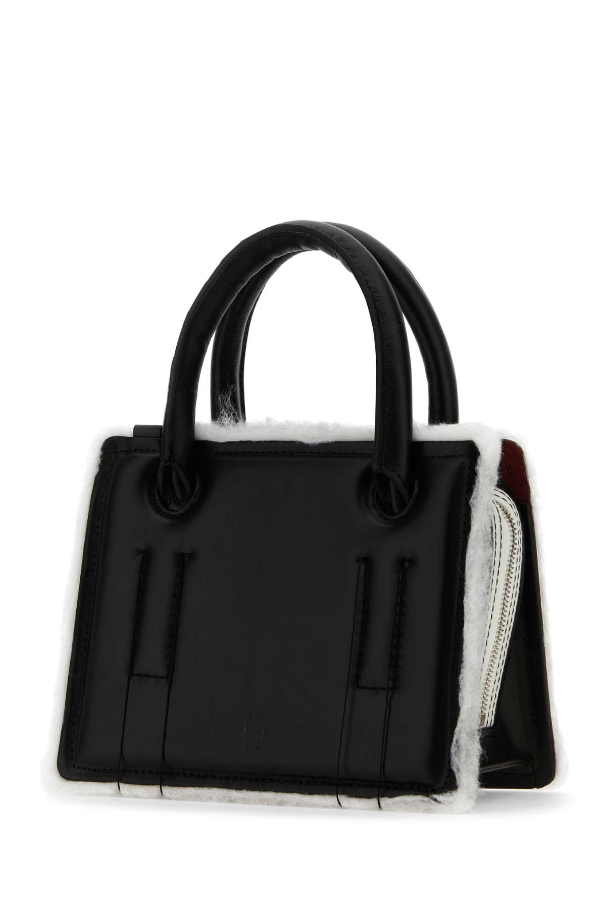 トートバッグ DENTRO Lead leather mini Otto handbag Dentro Black Mini Otto Tote Bag with Strap - Fabric of Society