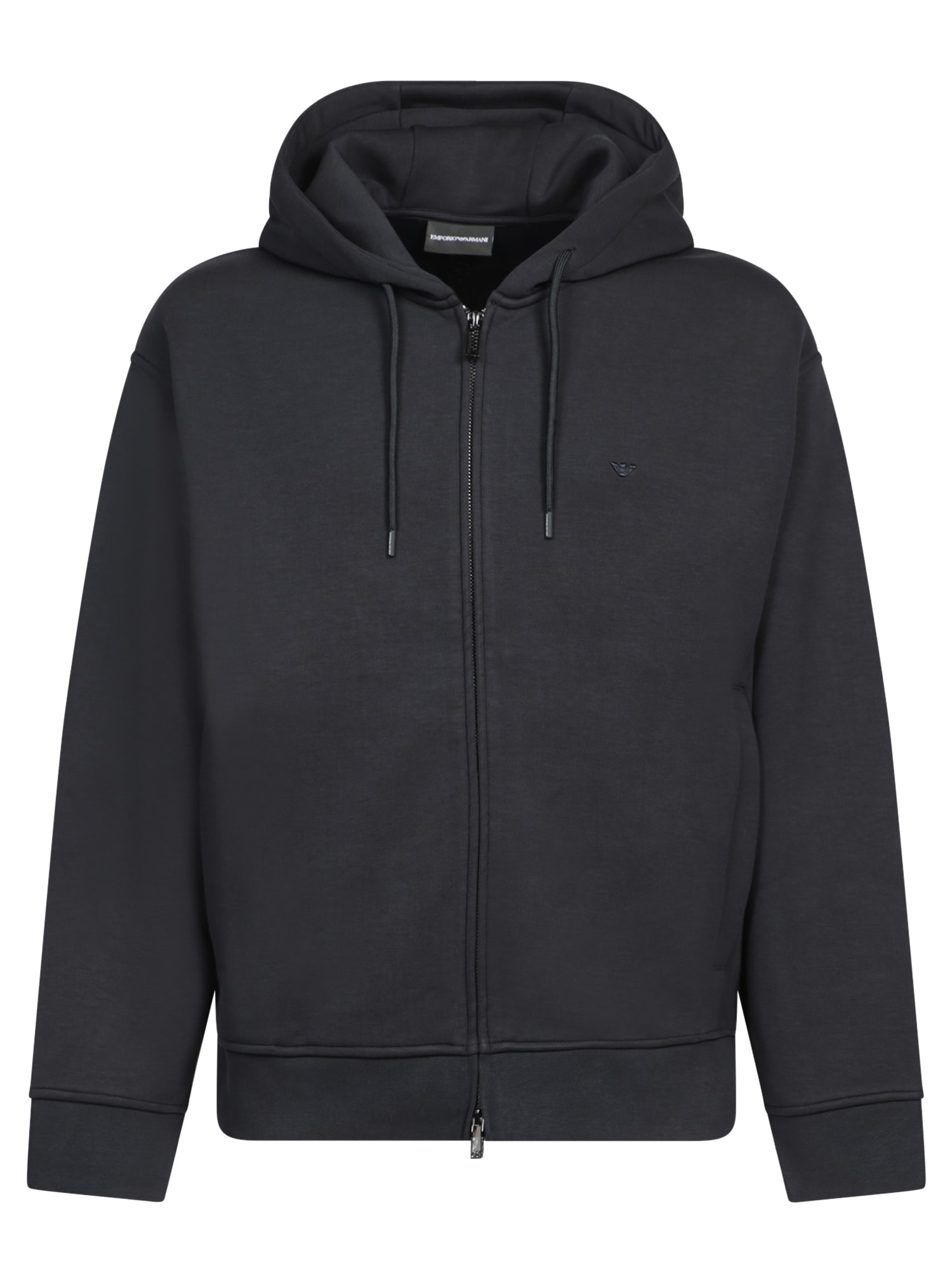 Emporio Armani Blue Zip Hoodie With Logo | italist