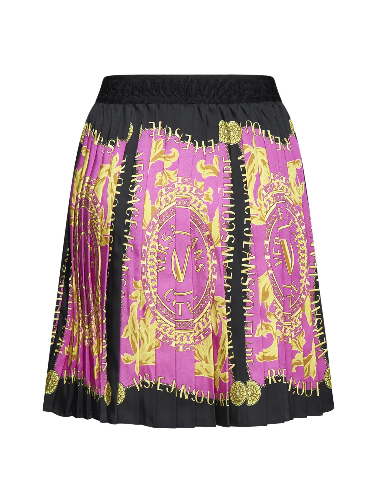 【関税&送料込】Versace Printed Crepe Skirt Versace - Girls Blue Floral Summer Pleated Skirt