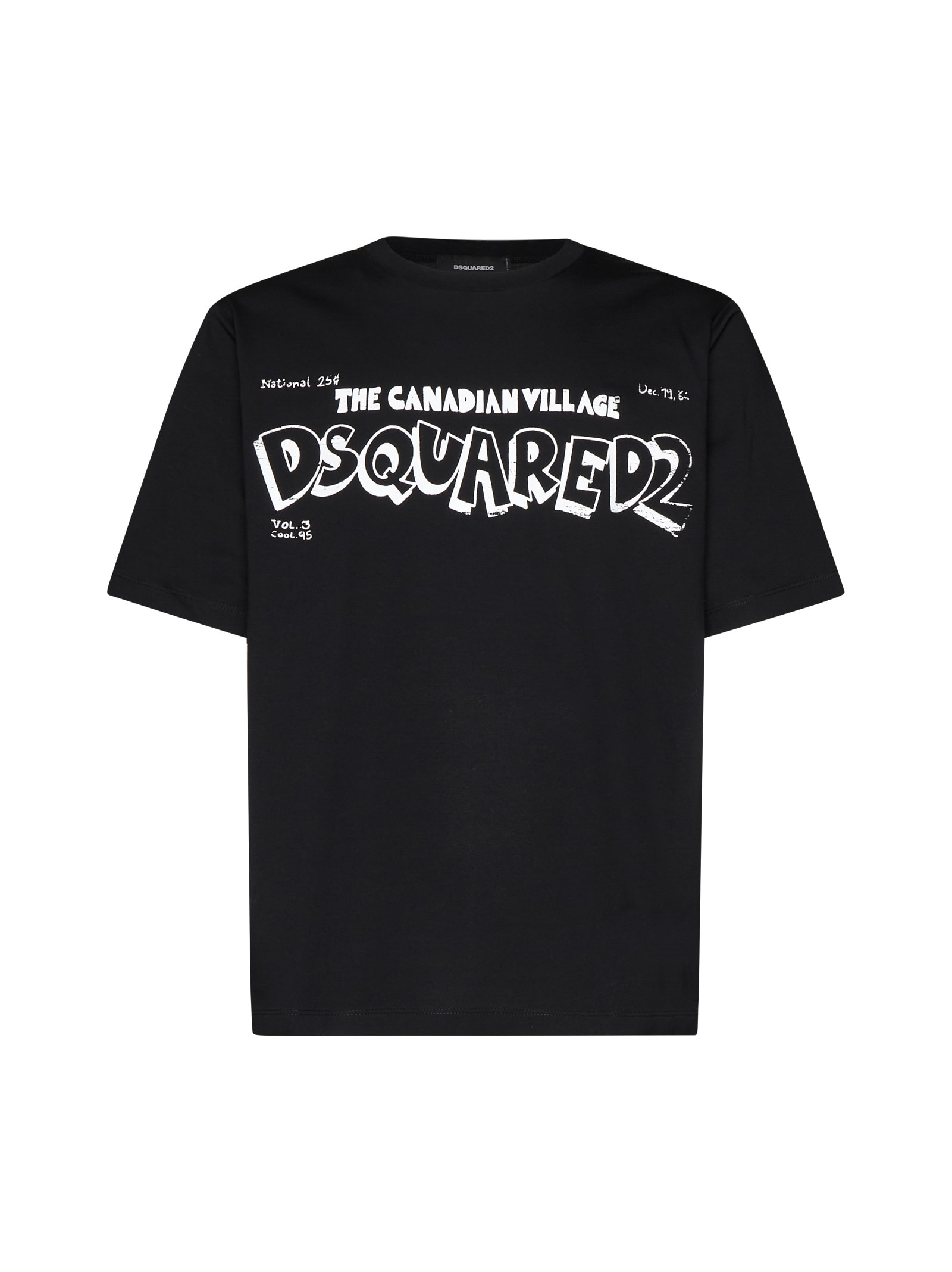 関税込 DSQUARED2 プリントTシャツ メンズ The Canadian Village Dsquared2 Crewneck T-shirt With Canadian Village Print