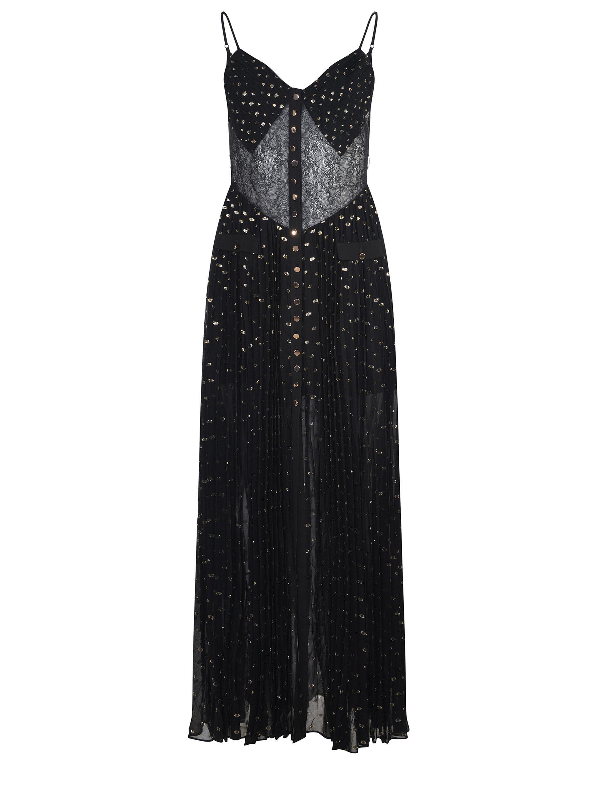 fitted lace wedding dress Self-Portrait - Black and Gold Chiffon Lace Maxi Skirt main image 1