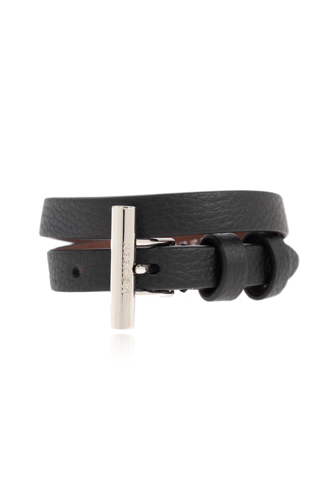 ブレスレット alexander mcqueen FW25 T bracelet (8134721AAUG 1000) 8134721AAUG1000 | Alexander McQueen contrast-panel cashmere