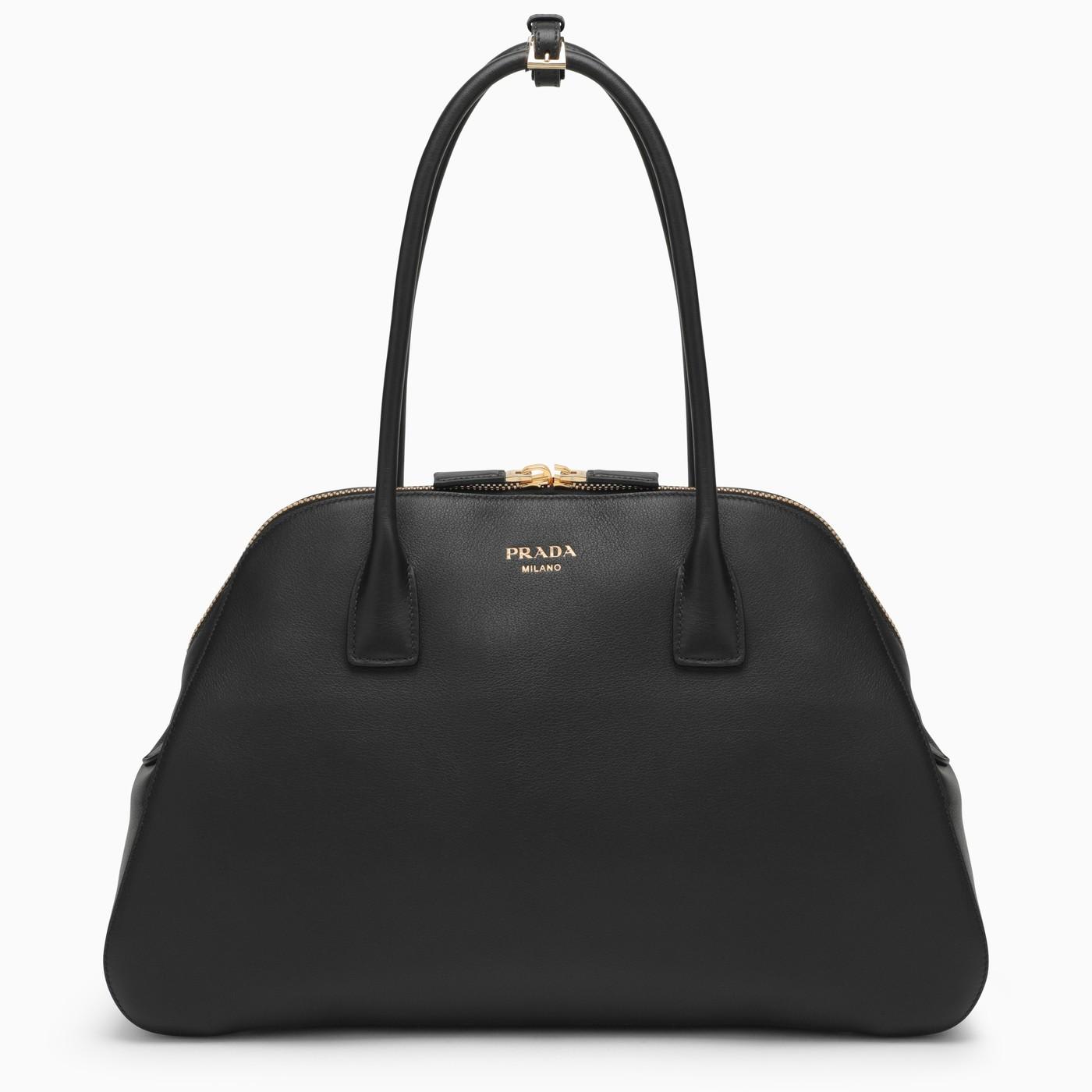 ＊PRADA＊ラージ レザー トートバッグ 関税・送料込み Prada Large Black Leather Shopping Bag | italist
