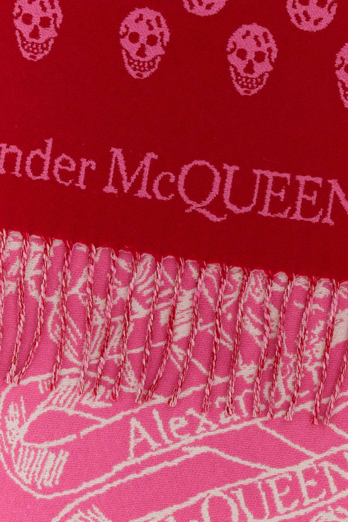 Alexander McQueen Embroidered Wool Reversible Scarf