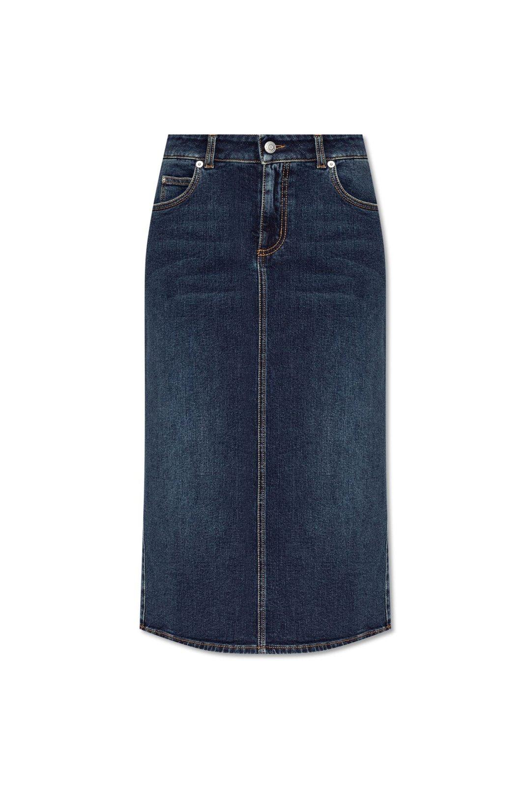 【送料&関税込】Alexander McQueen Log Patch Denim Midi Skirt Alexander McQueen Log Patch Denim Midi Skirt | italist