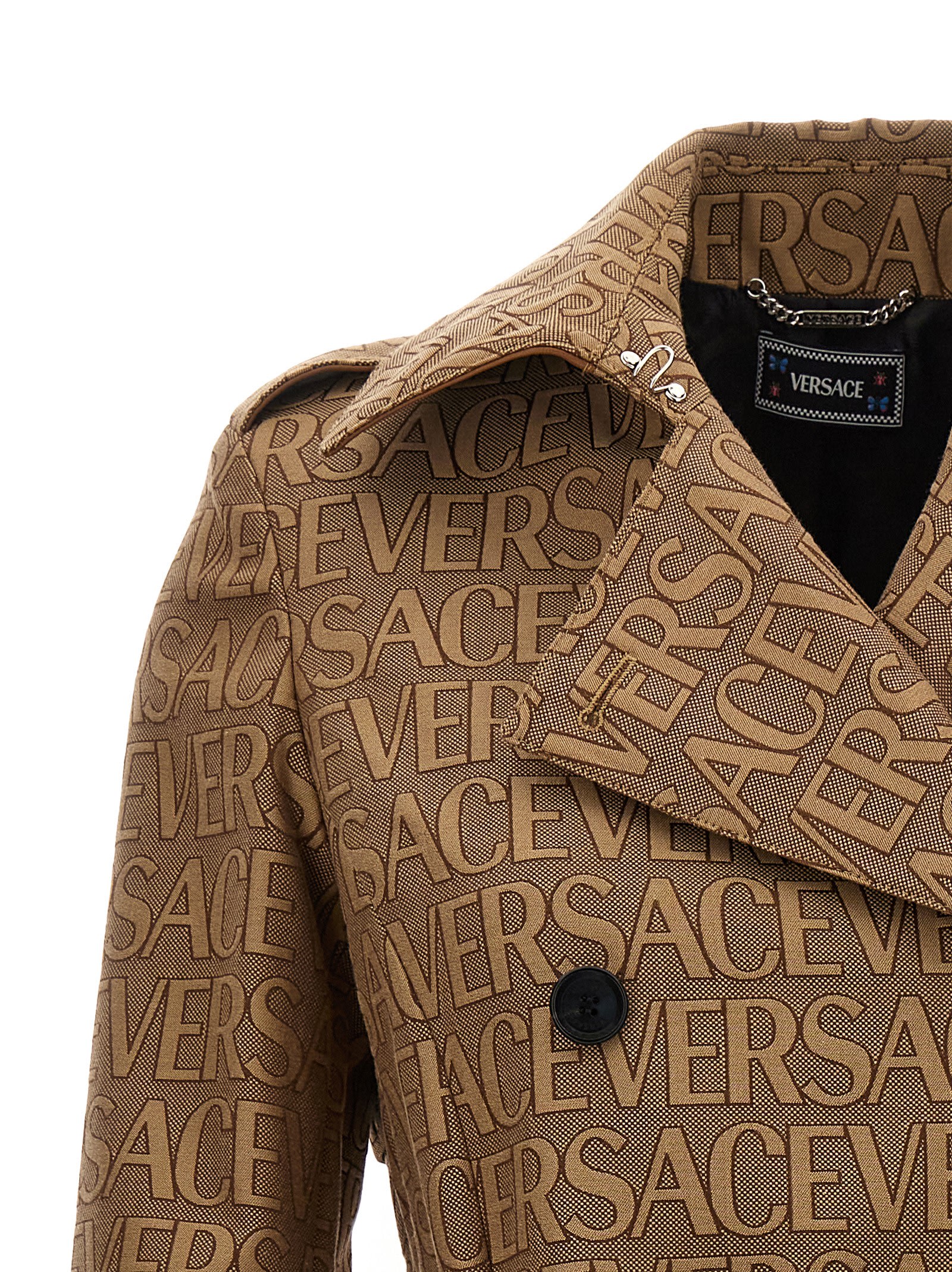 All over logo trench coat by Versace La Vacanza