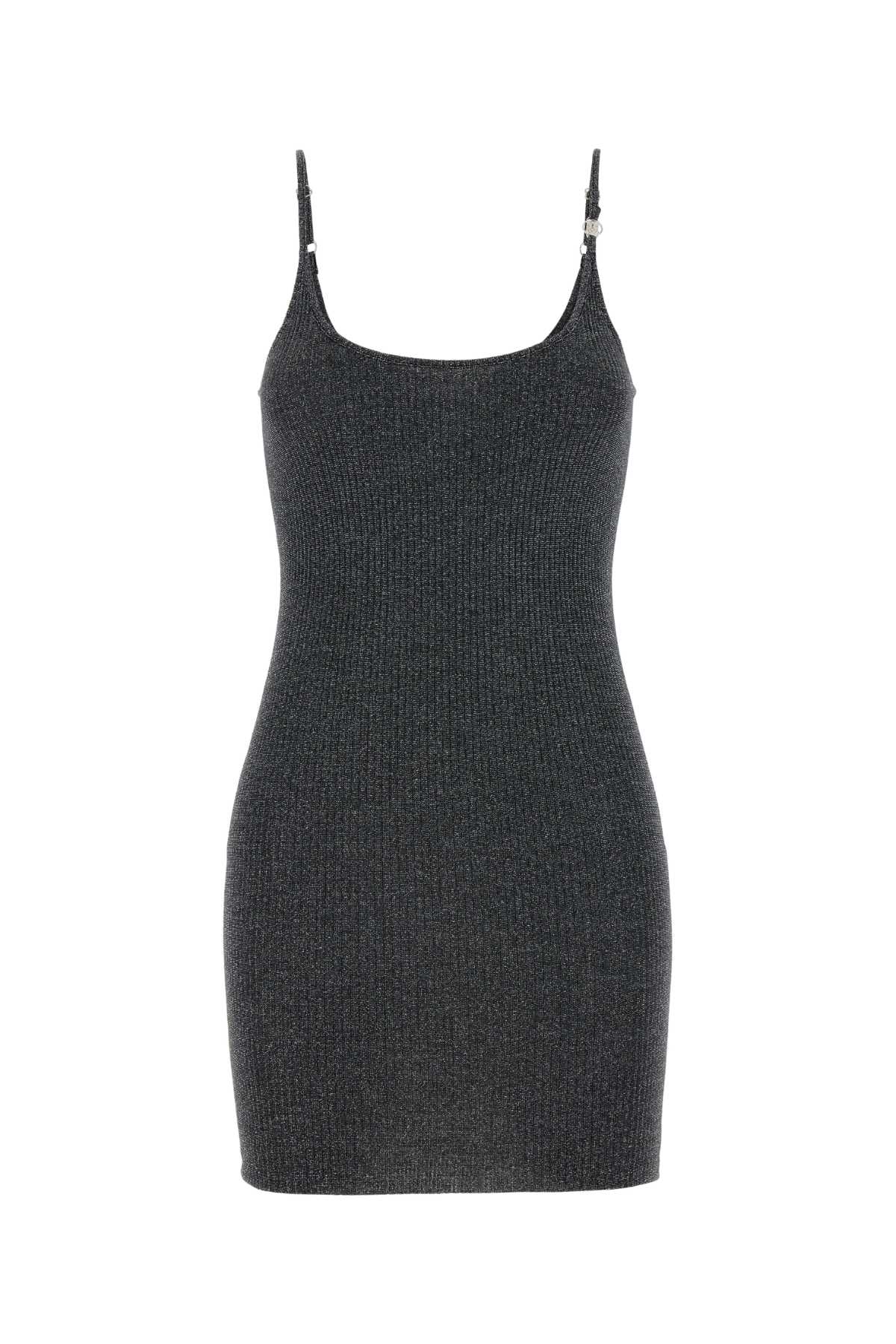 black wool blend mini dress