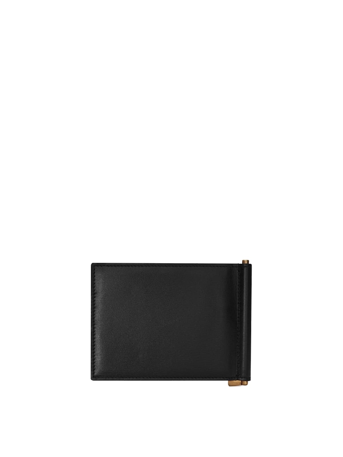 Portadoll Leather Money Clip Wallet in Black - Saint Laurent