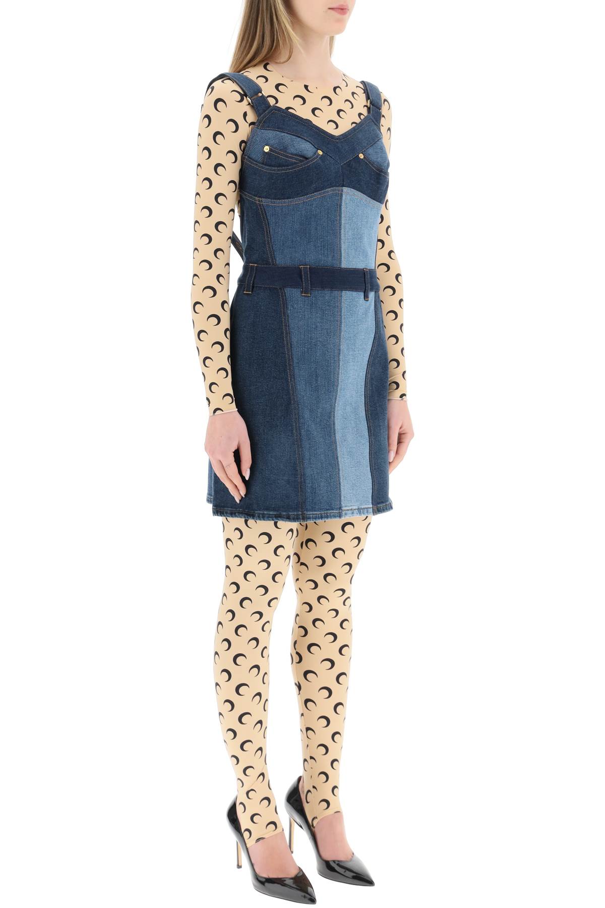 ワンピース MARINE SERRE Denim dungarees dress (D184SS23WUDENCO0005 06) Marine Serre Denim Dungarees Dress | italist