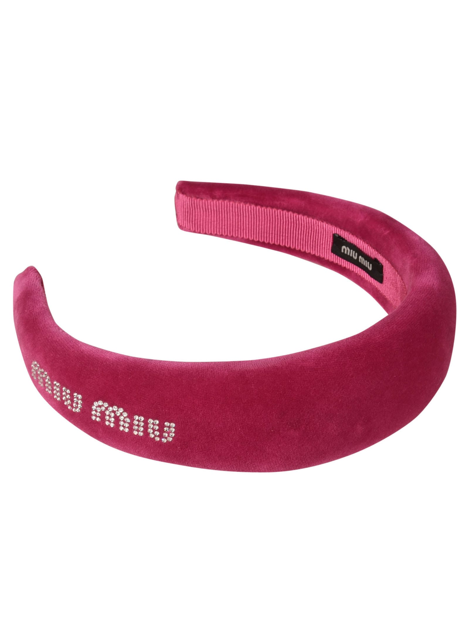 要在庫確認【関税無・国内発】MIU MIU / Wl Hdbnd Ld51 Miu Miu Logo Rhinestone Headband | italist