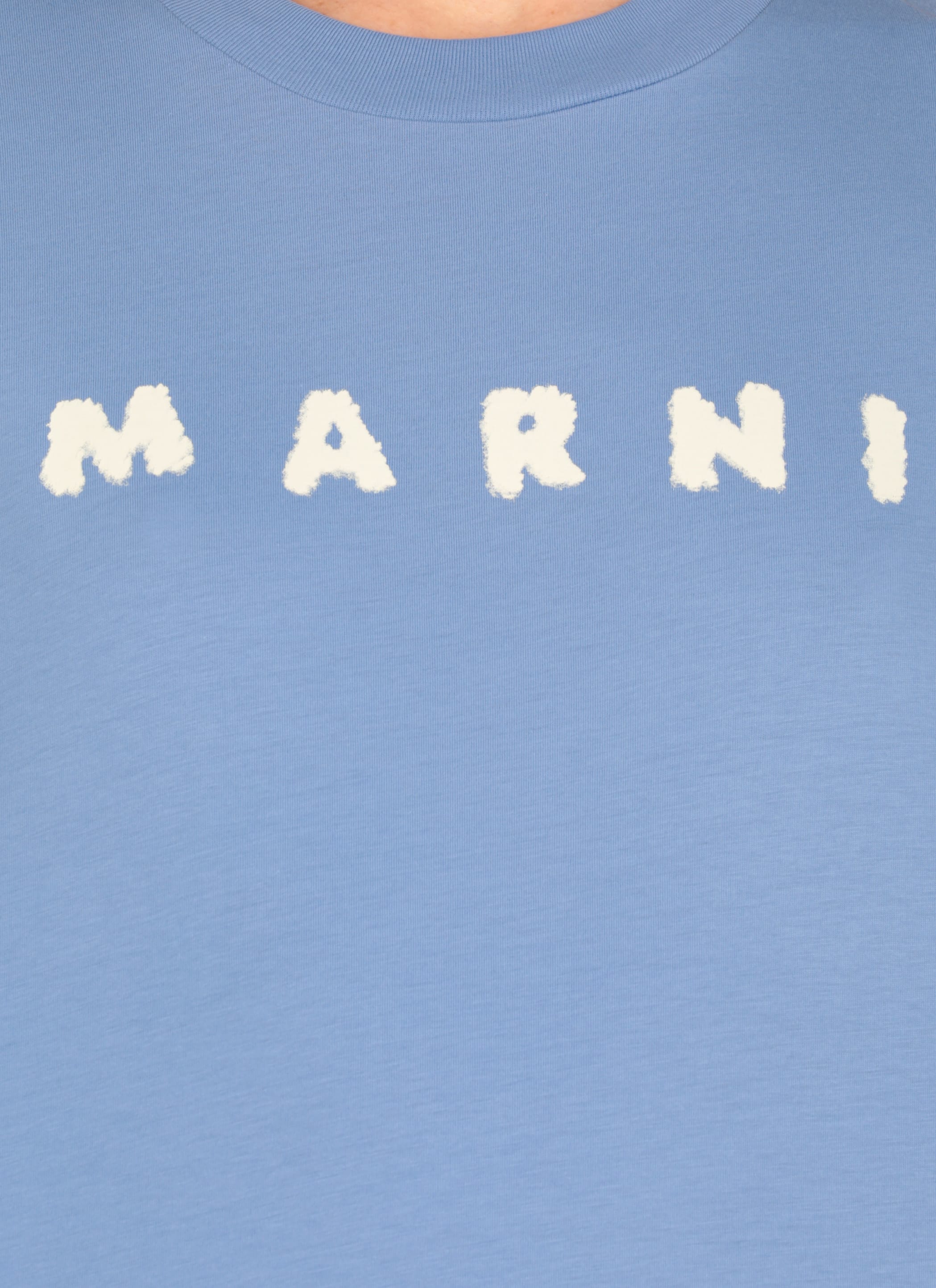 【関税&送料込】Marni Cerulean Blue Cotton T-Shirt Marni Cerulean Blue Cotton T-shirt | italist