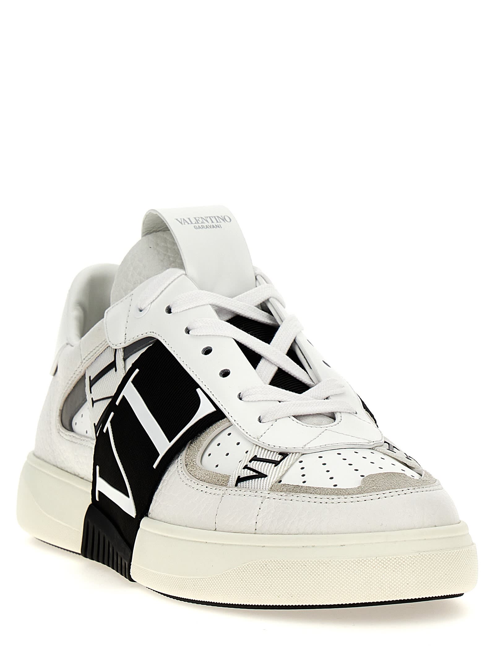 Valentino Garavani 7W2S0MX5DDTGF9 関税送料込 Valentino Garavani White Leather V Logo Chain Gold Mule Slip
