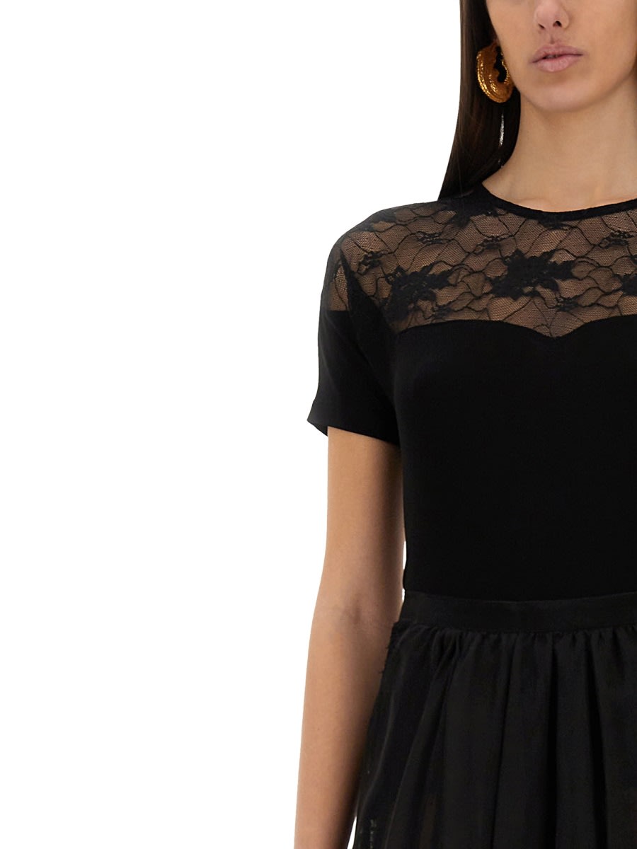 Tシャツ・カットソー NINA RICCI TOP WITH LACE INSERT Nina Ricci lace-insert Cotton T-shirt | Black | FARFETCH CA