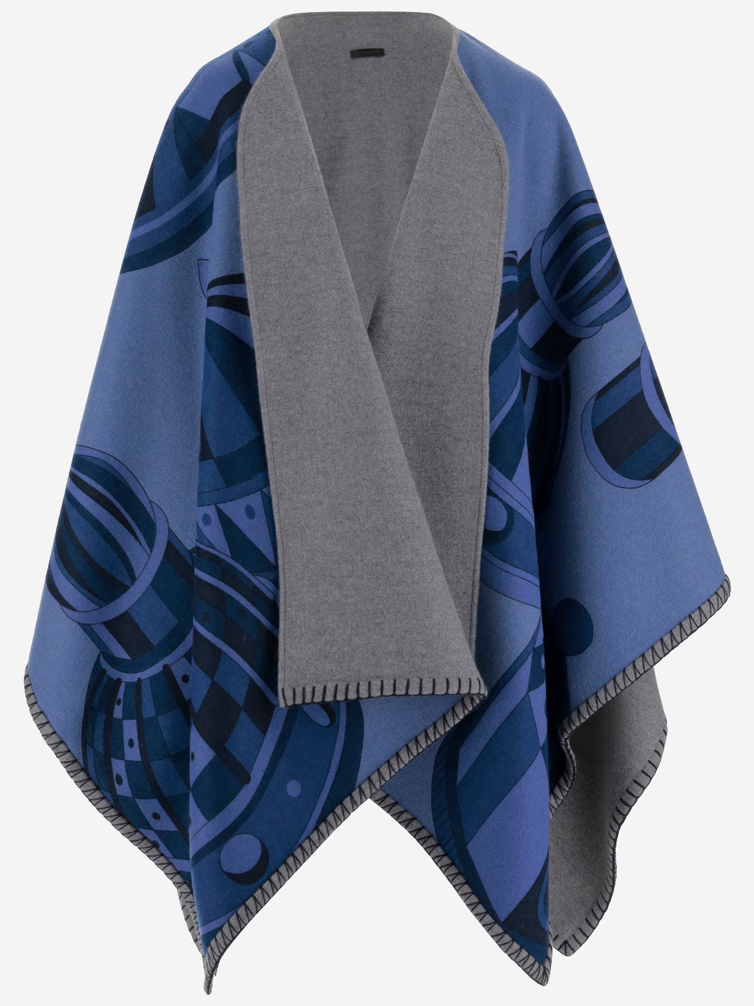 【送料&関税込】Ferragamo Nadir Print Reversible Cape In Cah Ferragamo Nadir Print Reversible Cape In Cahsmere Blend