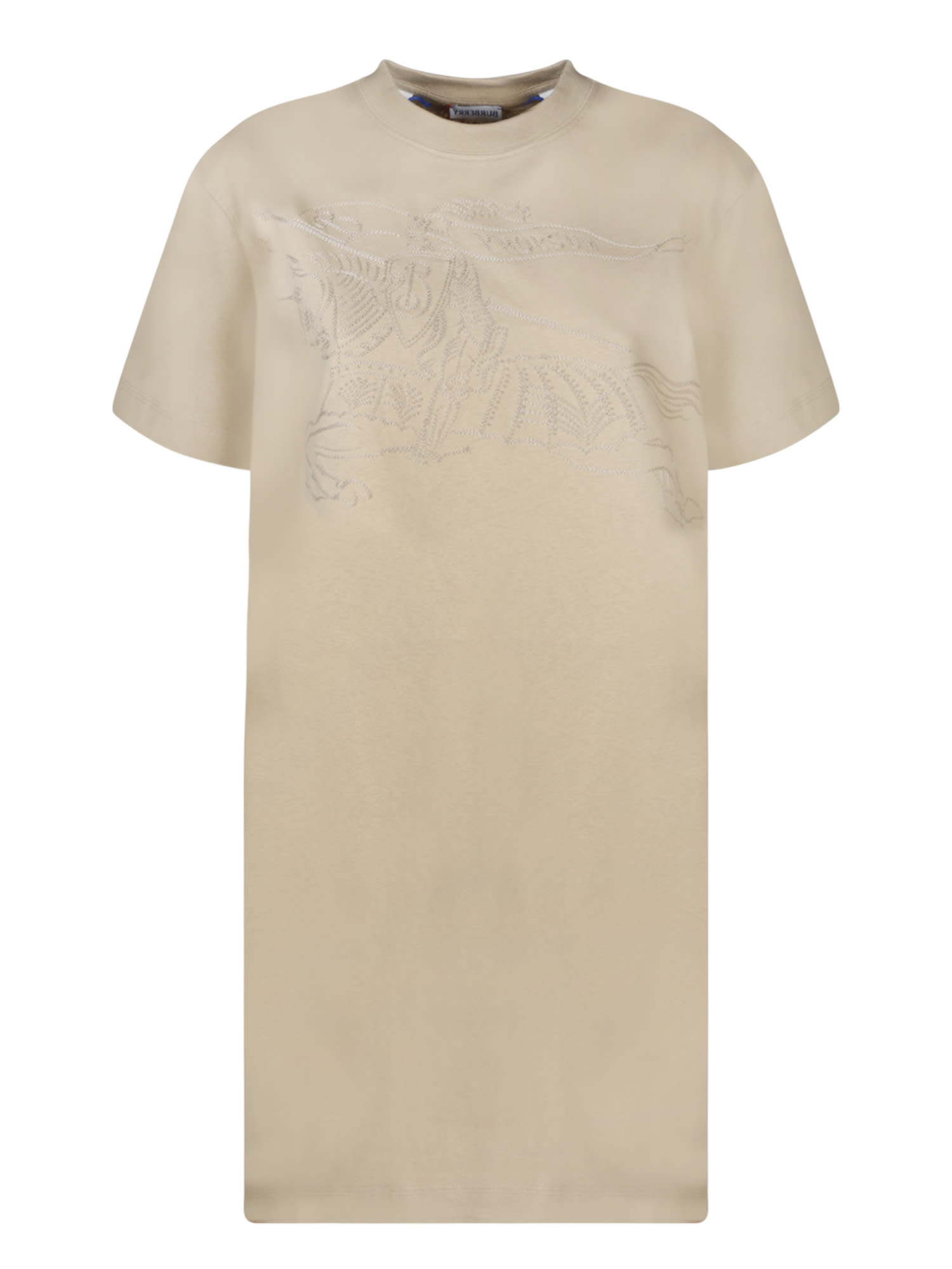 jersey dress with knight motif in beige