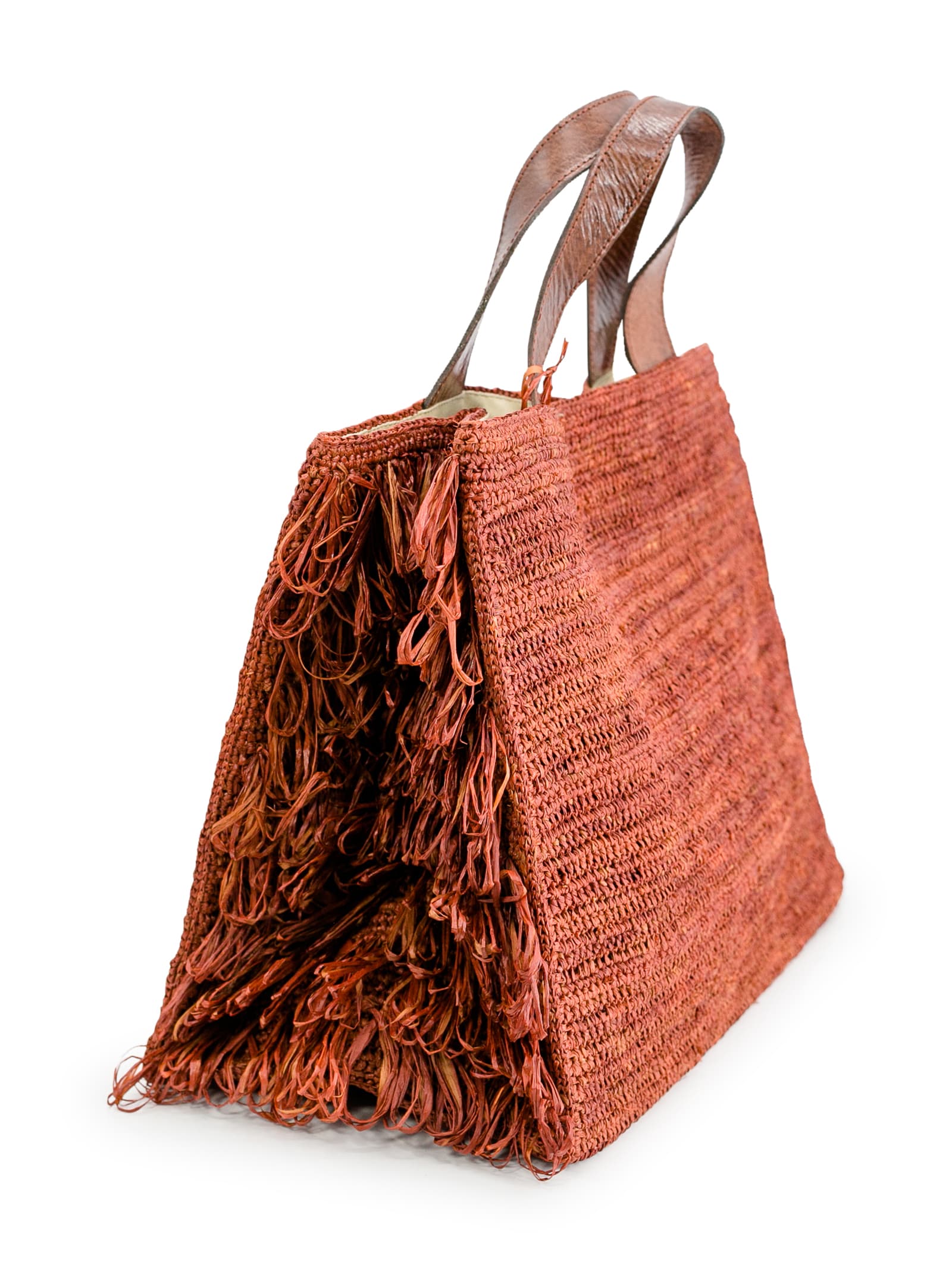 トートバッグ IBELIV SS25 ONJA BAG (ONJA TEA) ONJA - RAFFIA Chic Rectangular Bag with Leather Handles - IBELIV