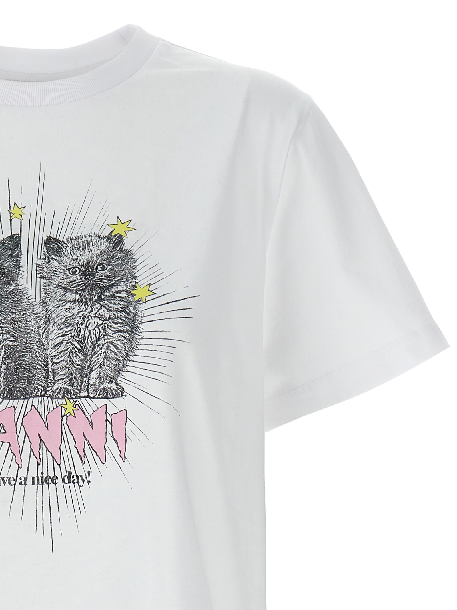 ● GANNI ● Kittens T-shirt T4060 151 Ganni Basic Jersey Kittens Relaxed T-shirt White | BSTN Store