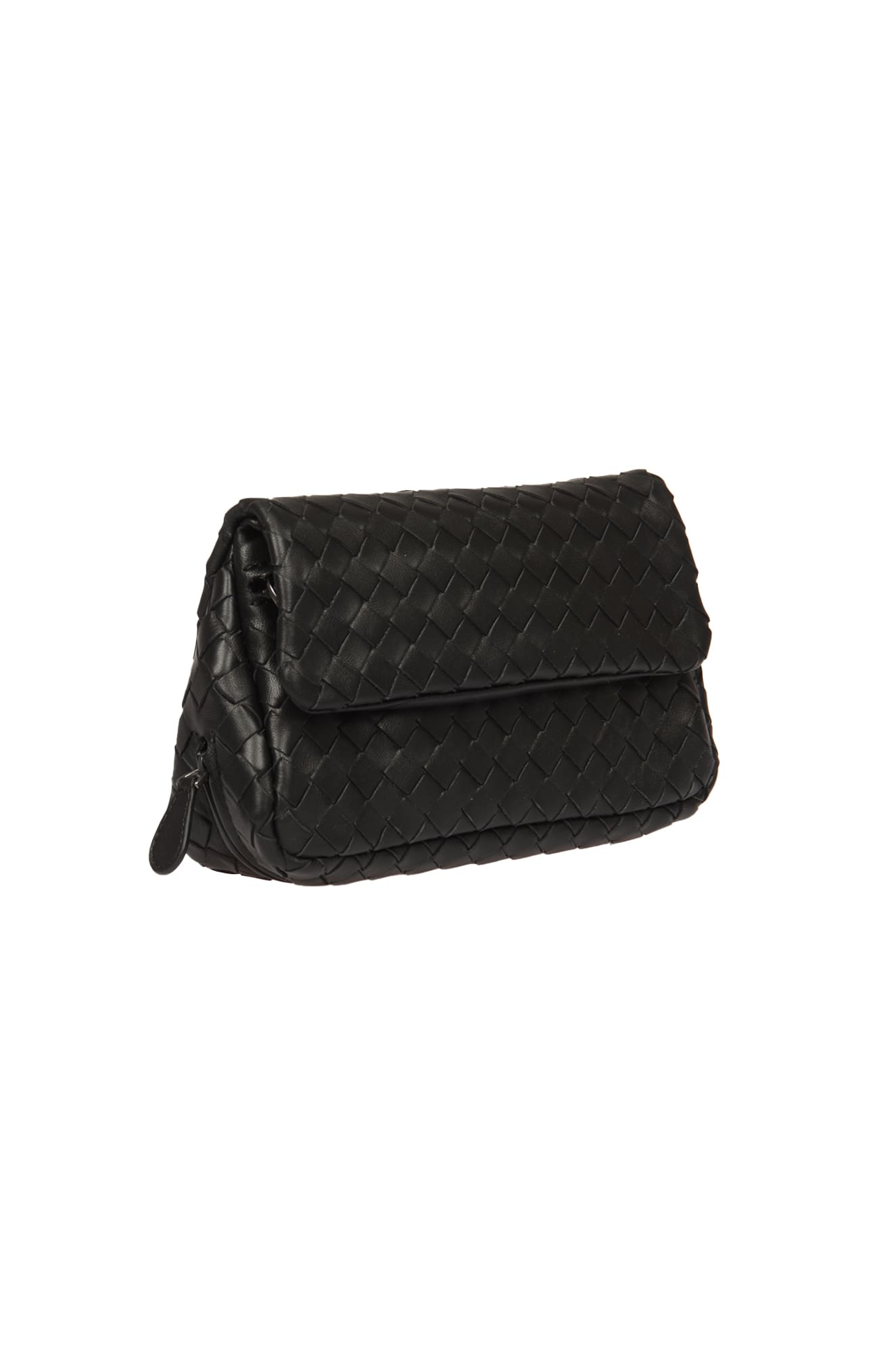 BOTTEGA VENETA, Woven Intreccio Nappa Leather Baguette Pochette, BLACK, Women