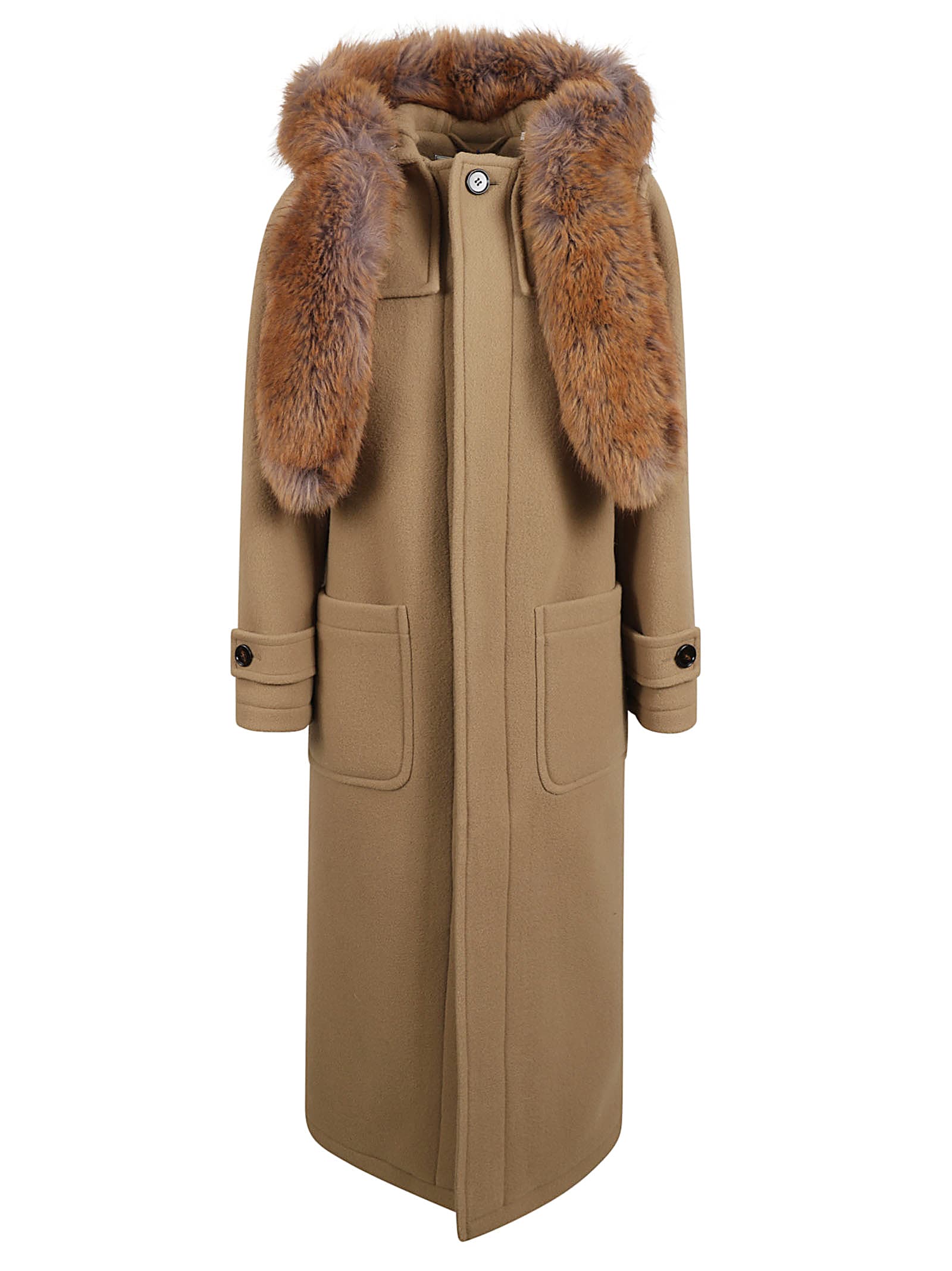 Burberry Faux Fur Trim Sleeved Duffle Coat | italist, ALWAYS